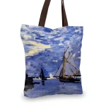 rankinė krepšys su laiveliais mėlynas