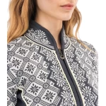 raštuotas megztinis moterims su užtrauktuku 2