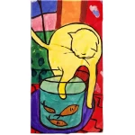 rankšluostis katinas geltonas