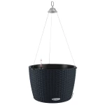 juodas pakabinamas vazonas lechuza