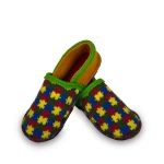 vilnonės šlepetės spalvingos raštuotos