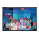 Durvju paklājs ar izšūtiem namiņiem Colourful Houses