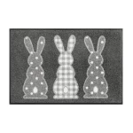Pelēks durvju paklājiņš ar zaķiem Bunny Trio