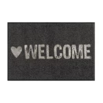 Pelēks durvju paklājiņš Warmly Welcome