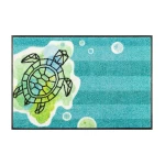Gaiši zils durvju paklājs Turtle Splash
