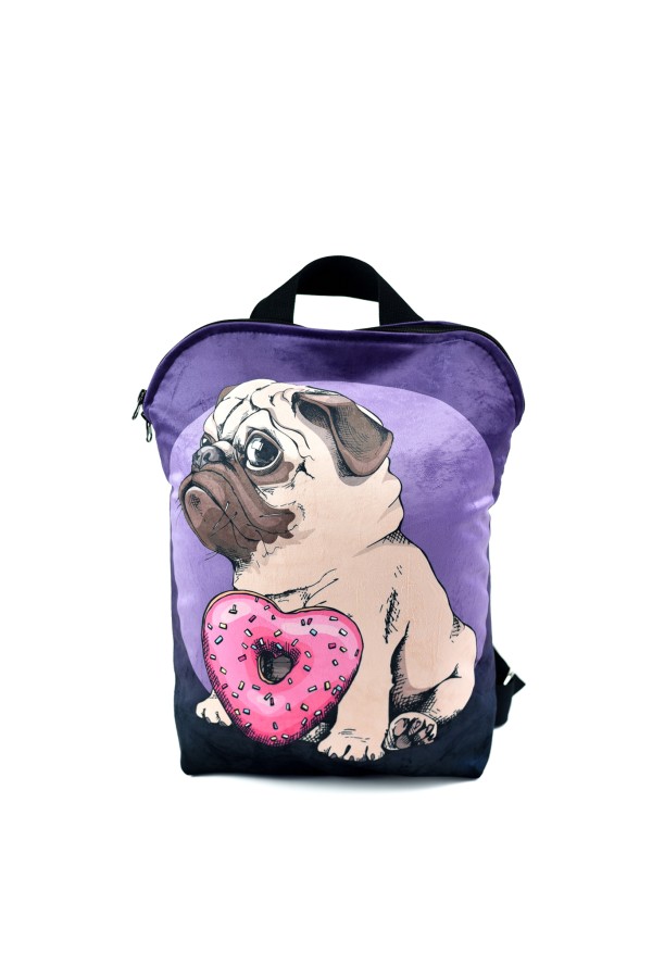 Stilīga bērnu mugursoma ar suni Mopsi