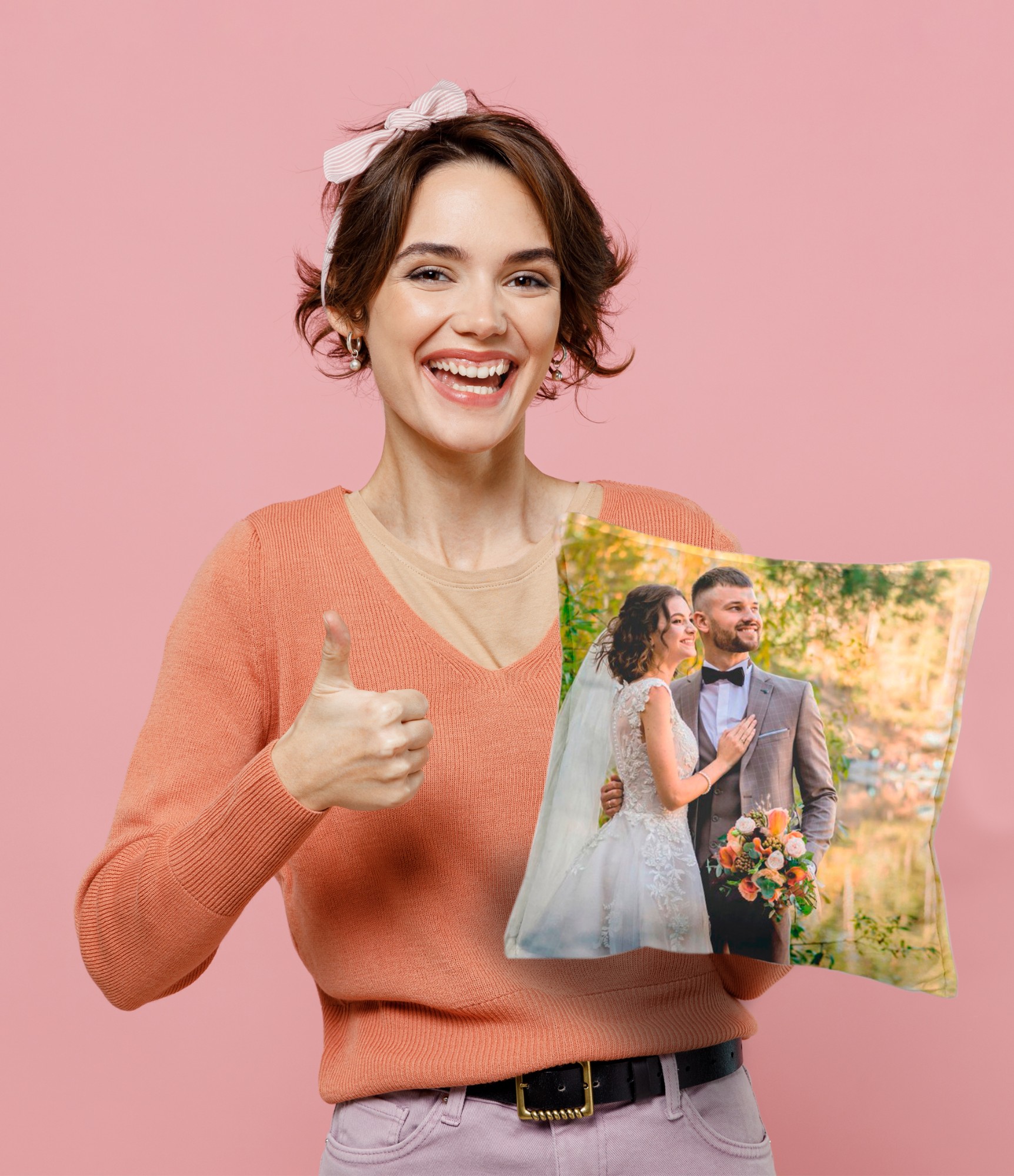 Pagalvėlė su vestuvių nuotrauka