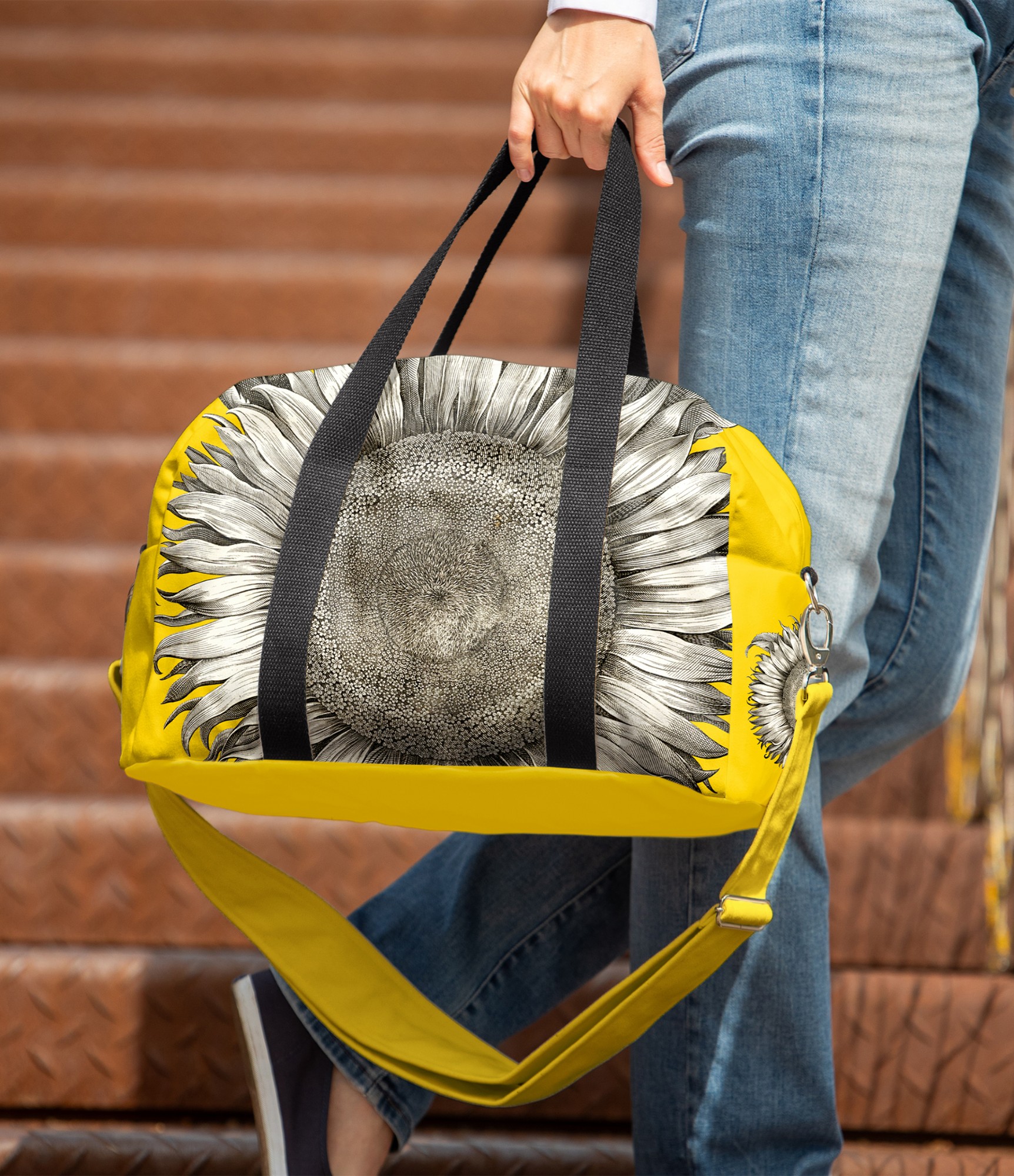 didelis kelioninis krepšys geltonos spalvos