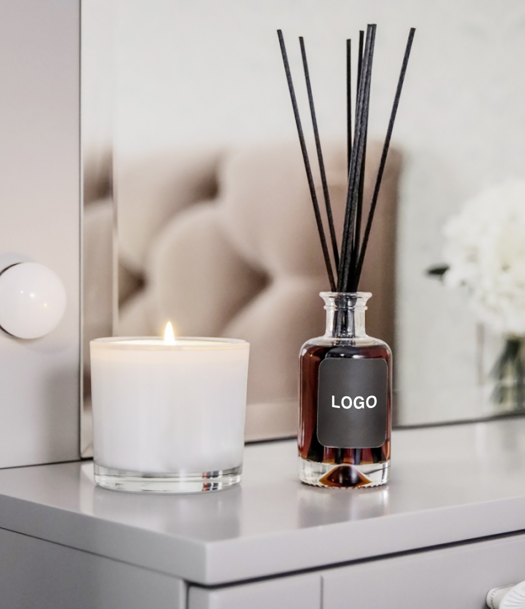 Biznesa dāvanas pleds un mājas aromāts 5 Mājas aromāts ar logotipu 5