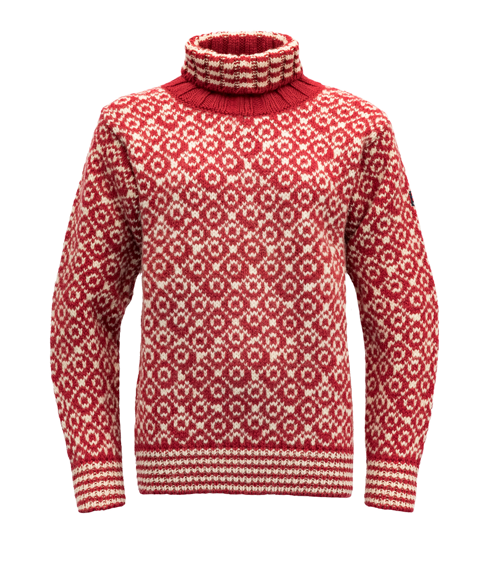 Stilingas raštuotas raudonas vyriškas megztinis Devold