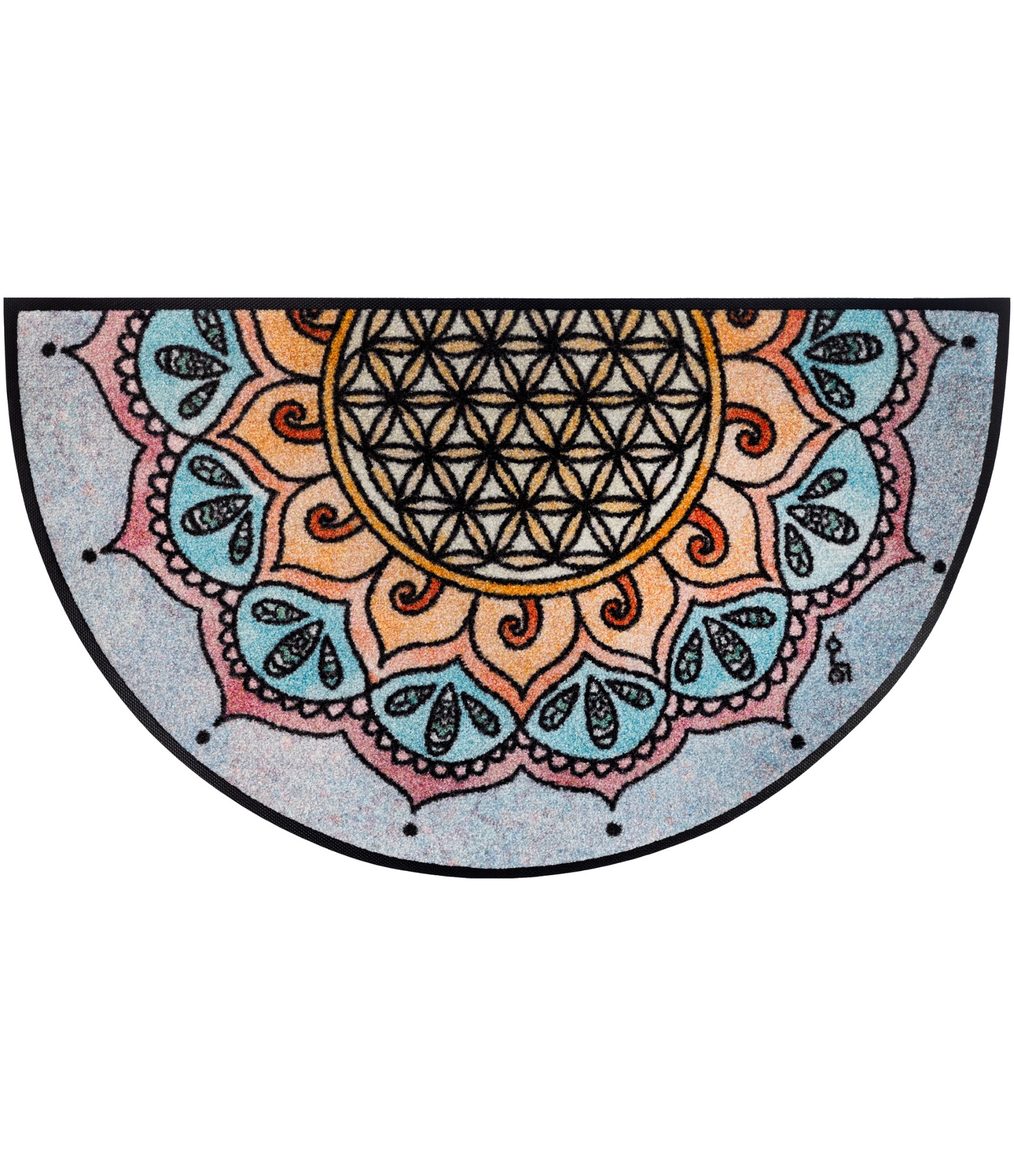 apvalus durų kilimėlis gyvenimo gėlė