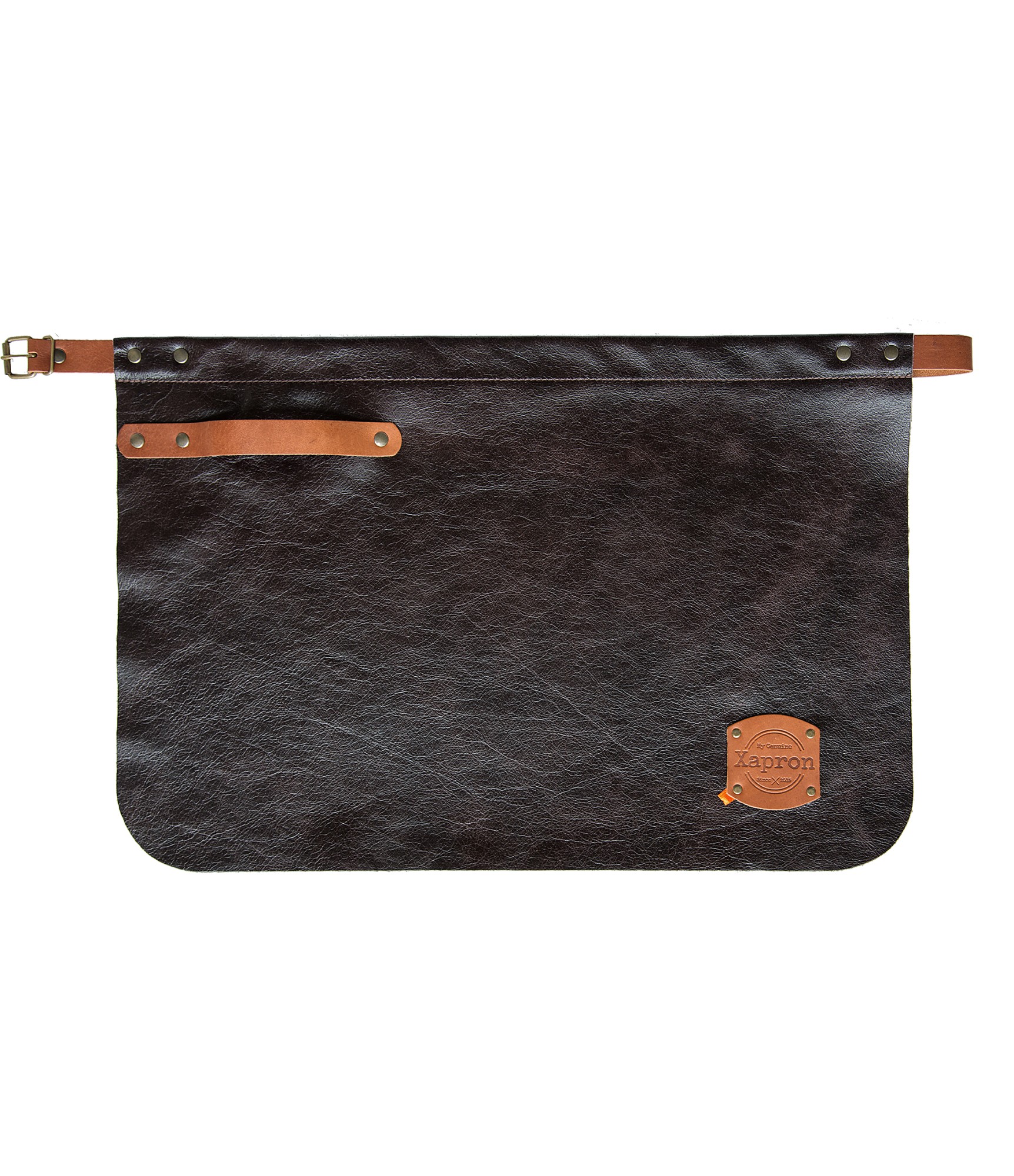 Īss ādas priekšauts, melns New York Brown