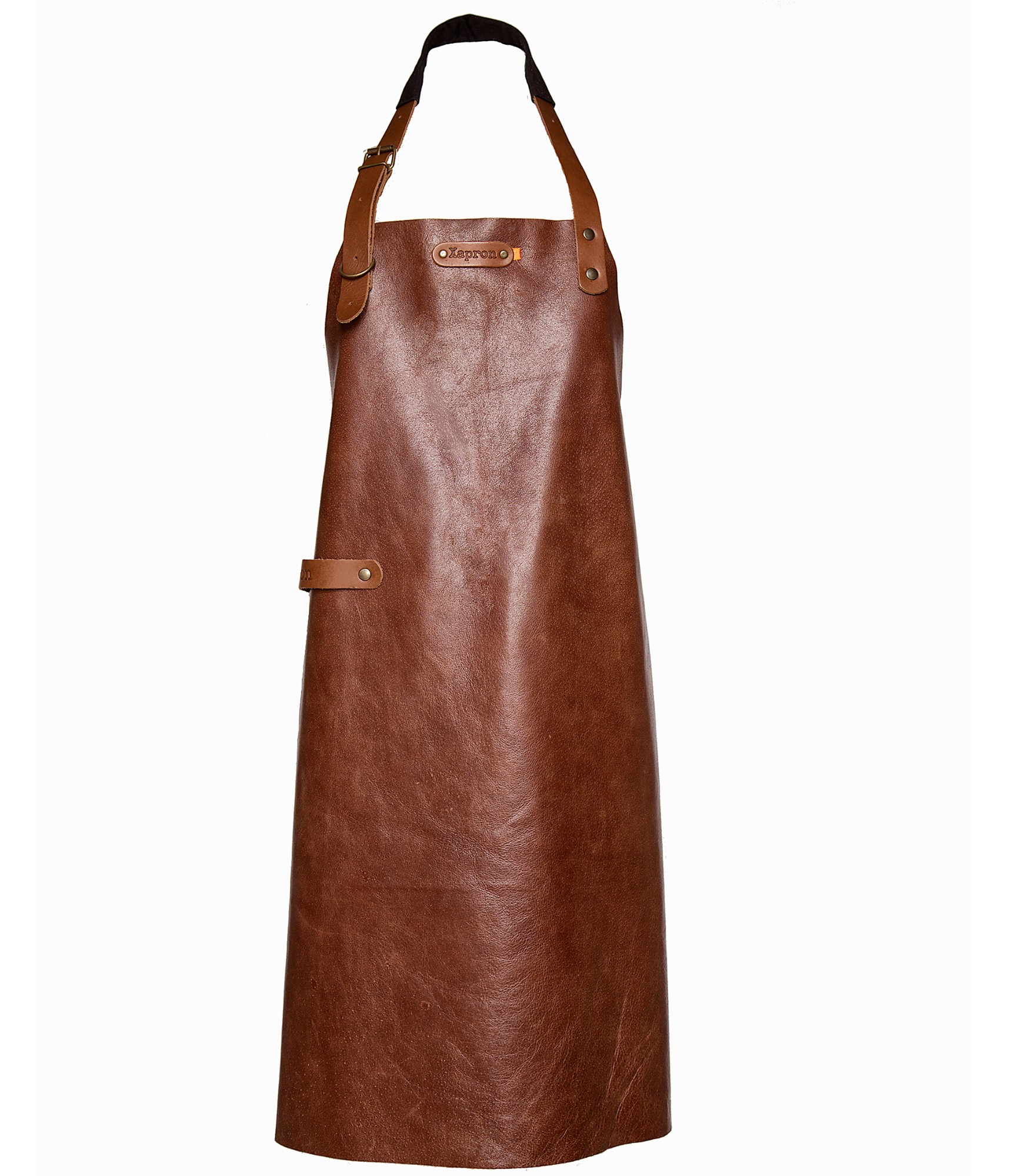 Ādas priekšauts BBQ ar kakla jostu New York Cognac