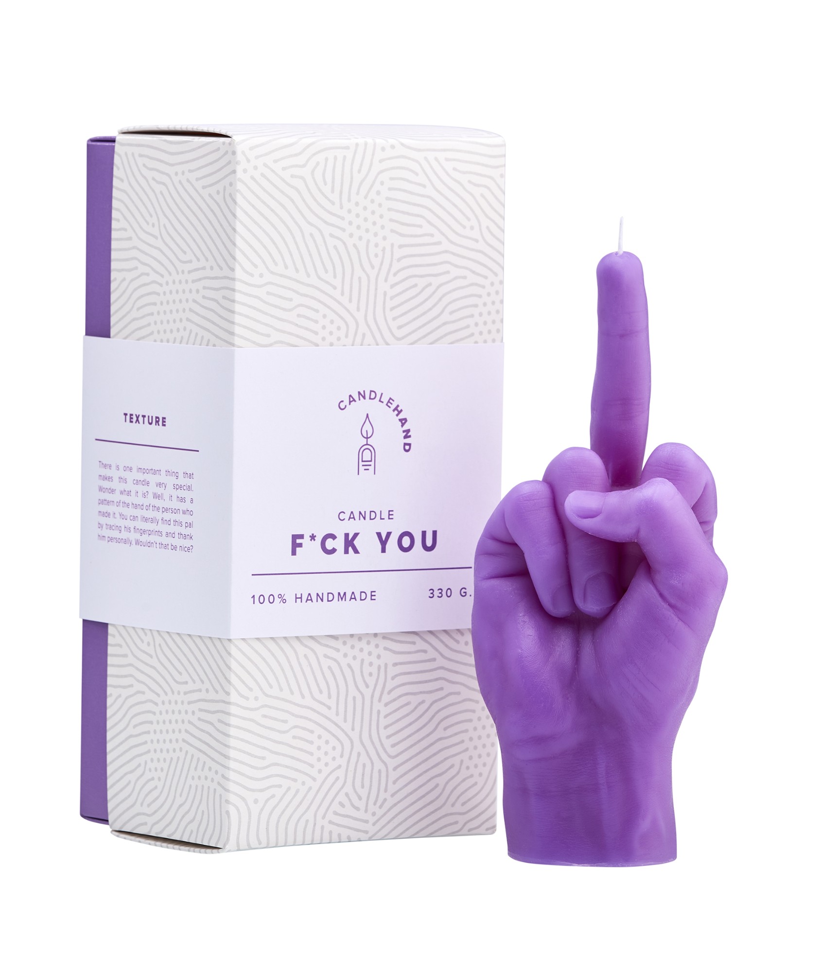 Ar rokām darināta svece F*ck You Purple