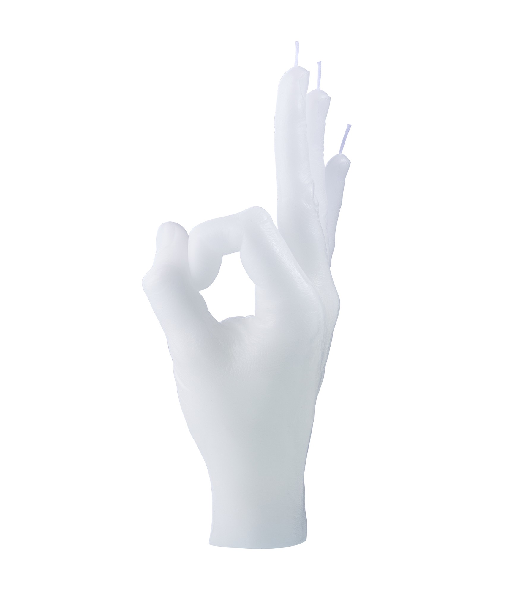 Roku darbs svece OK White