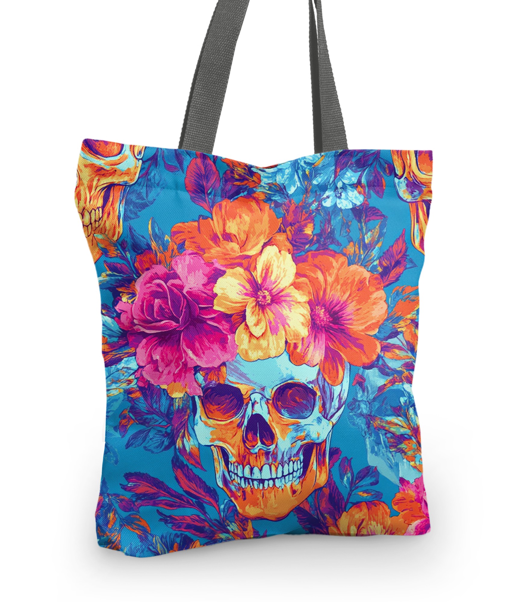 spalvotas pirkinių krepšys kaukolės