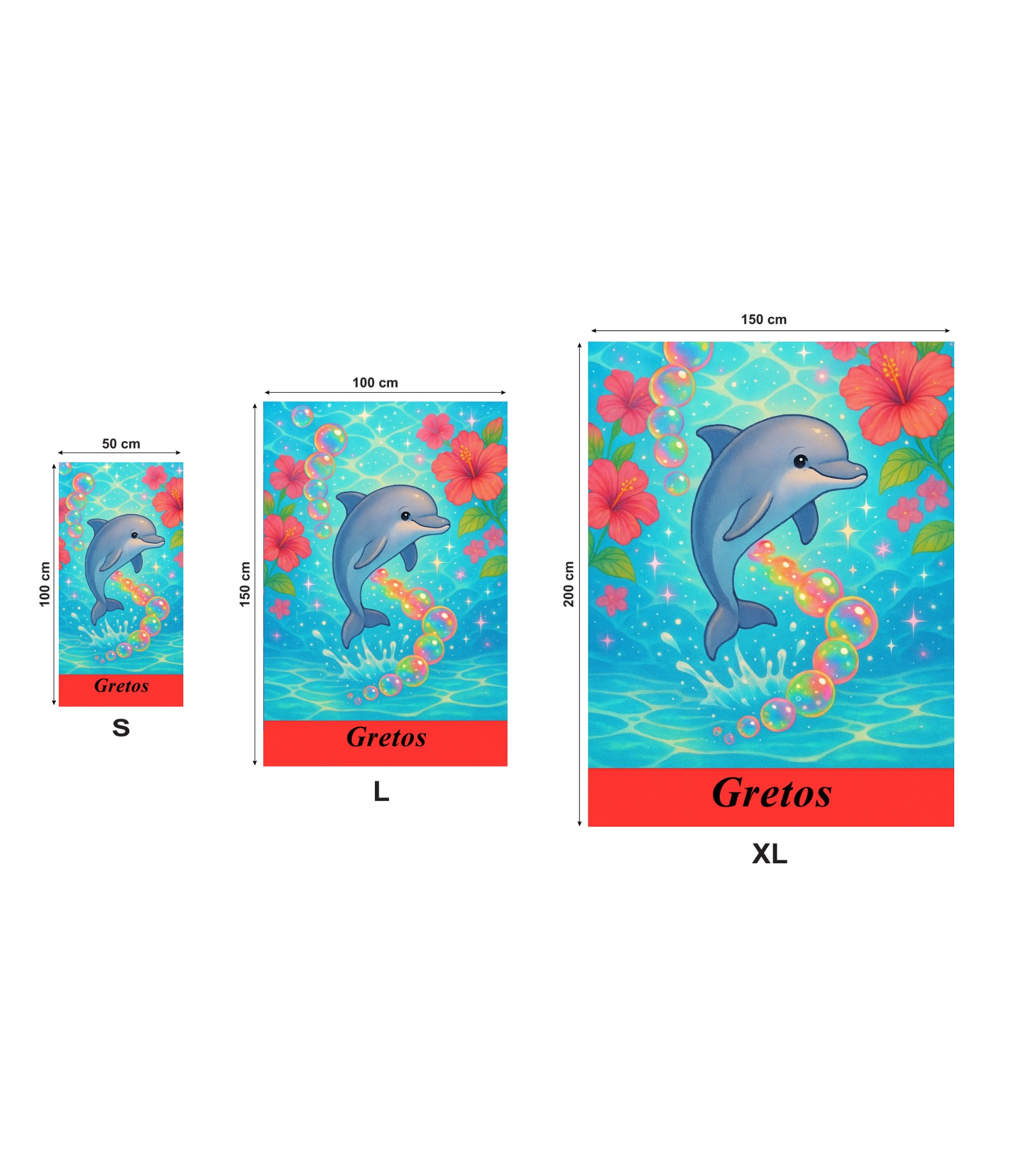 Bērnu dvielis ar vārdu 25-TW-021 3 personalizuotas rankšluostis vaikams su delfinu 3