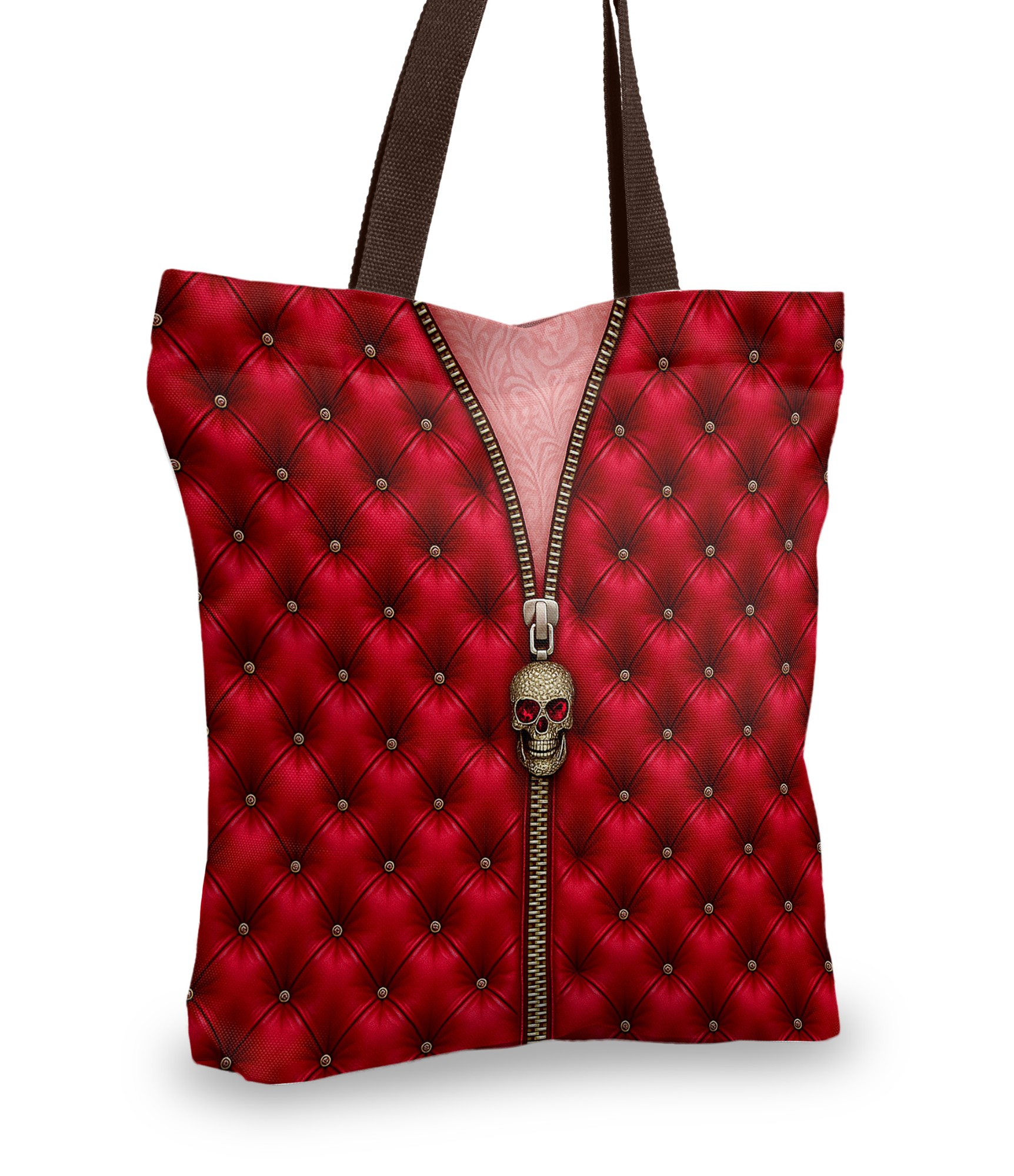 ekstravagantiskas pirkiniu krepsys su kaukole raudonas