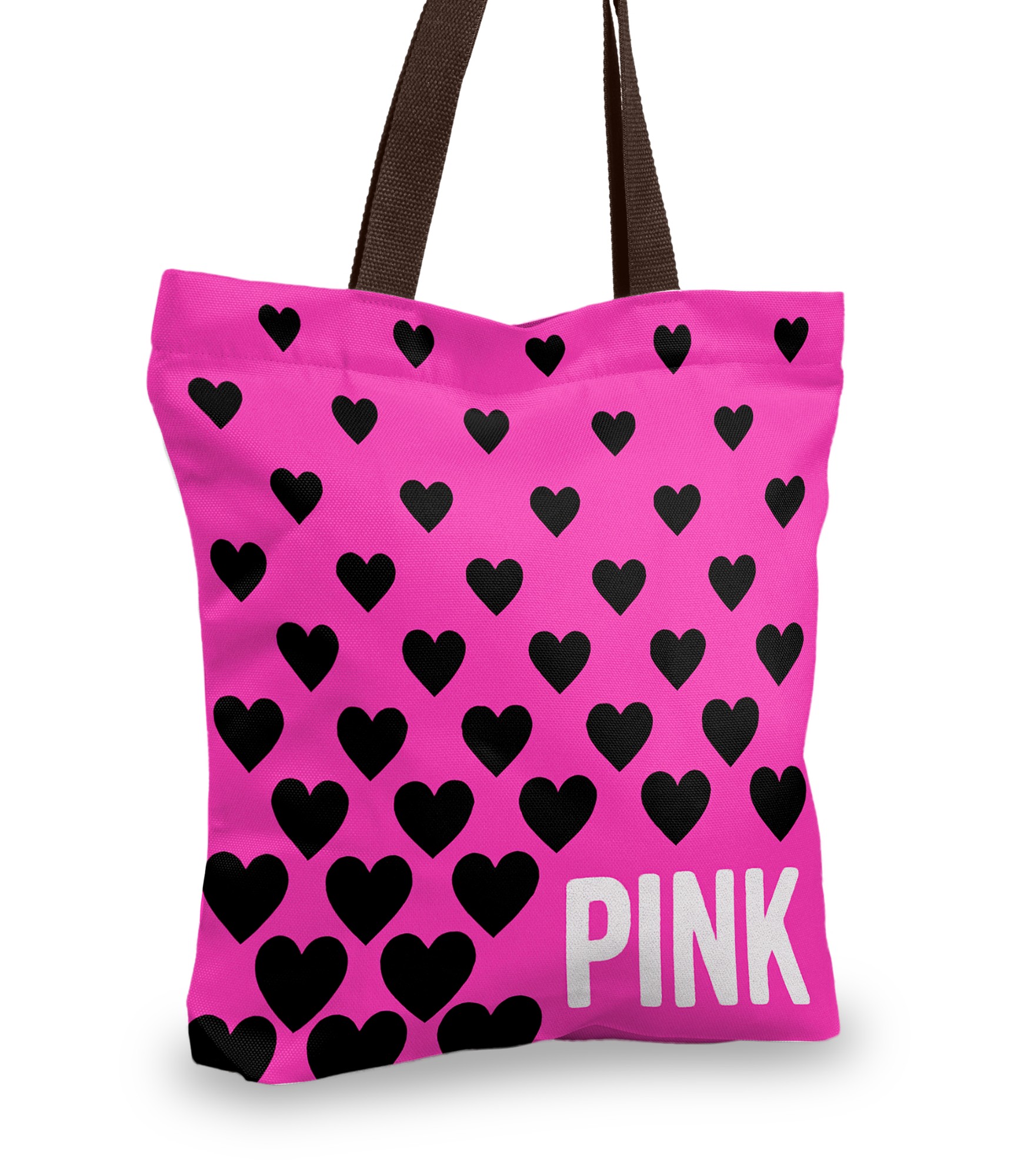 rožinis pirkinių krepšys su užrašu