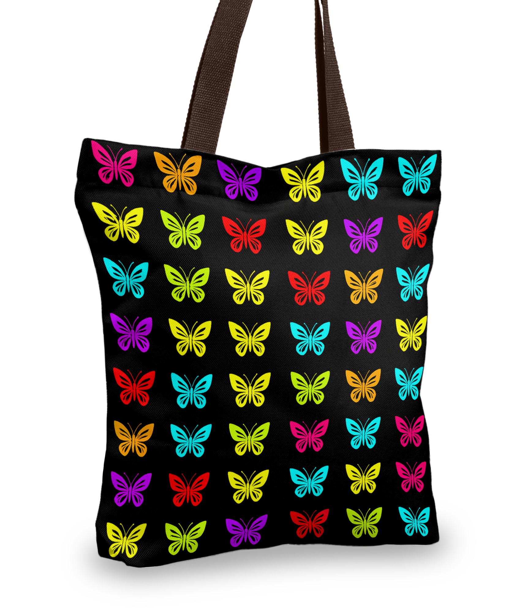 juodas pirkinių krepsys drugeliai