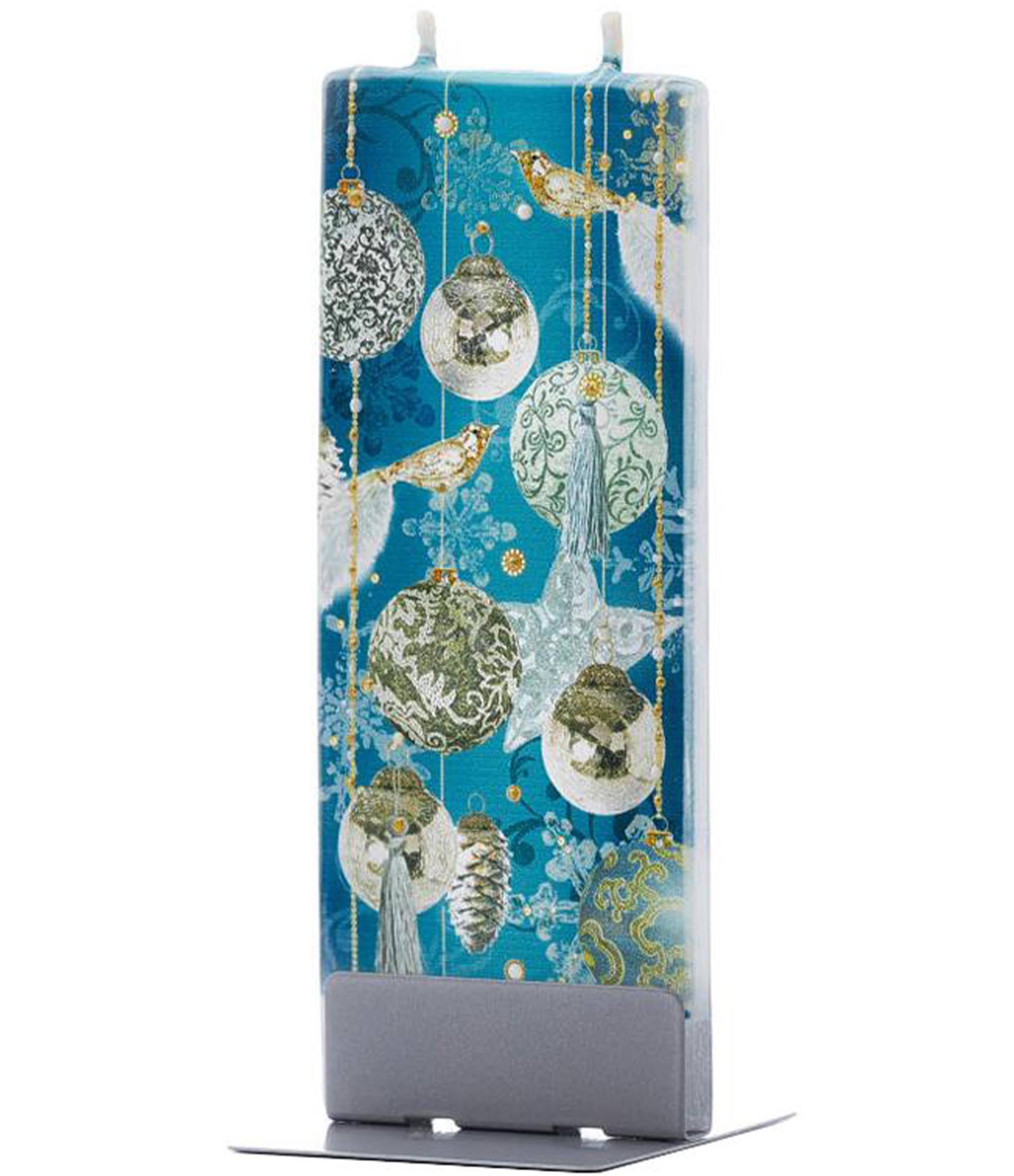 rankų darbo dekoruota kalėdinė žvakė