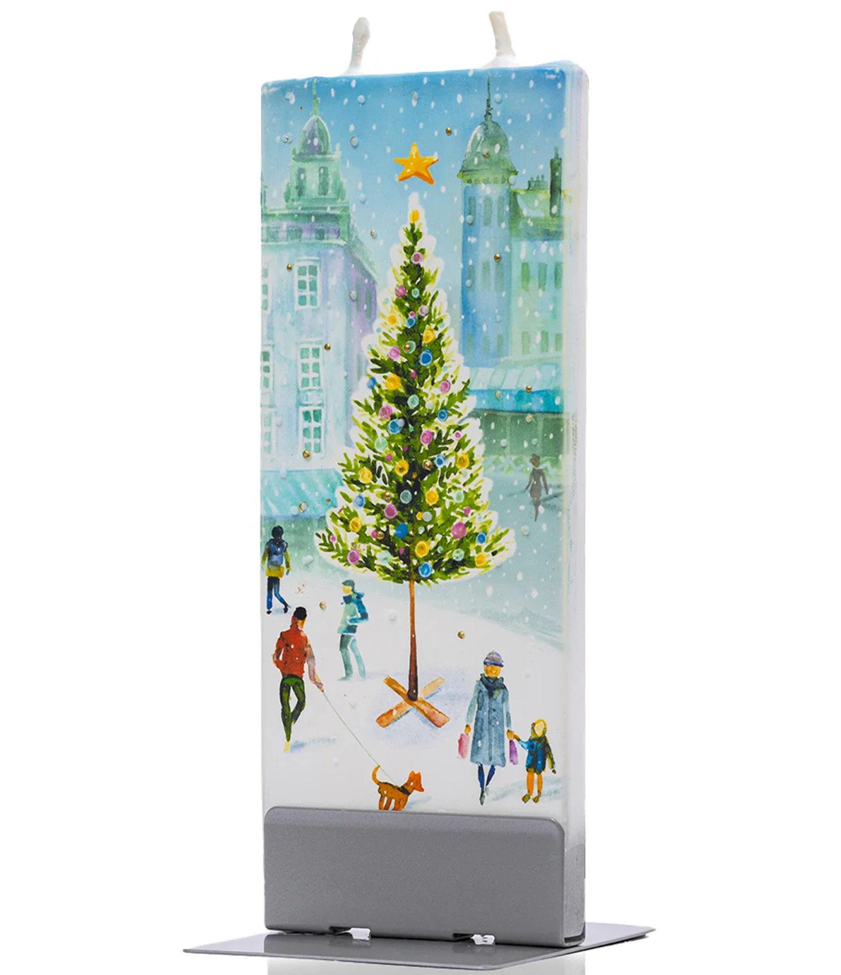 kalėdiškai dekoruota kalėdinė žvakė