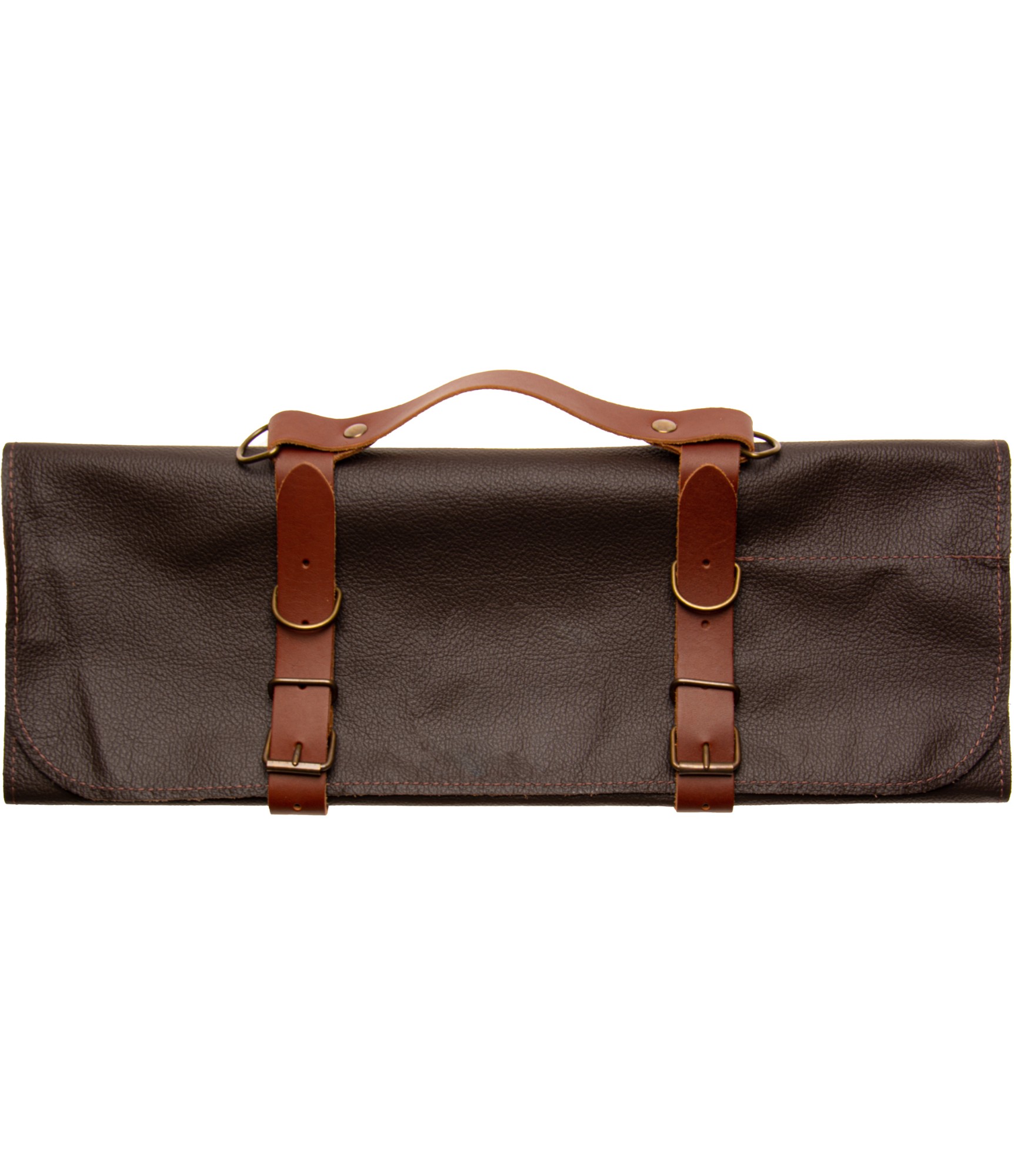 rudas odinis peilių dėklas