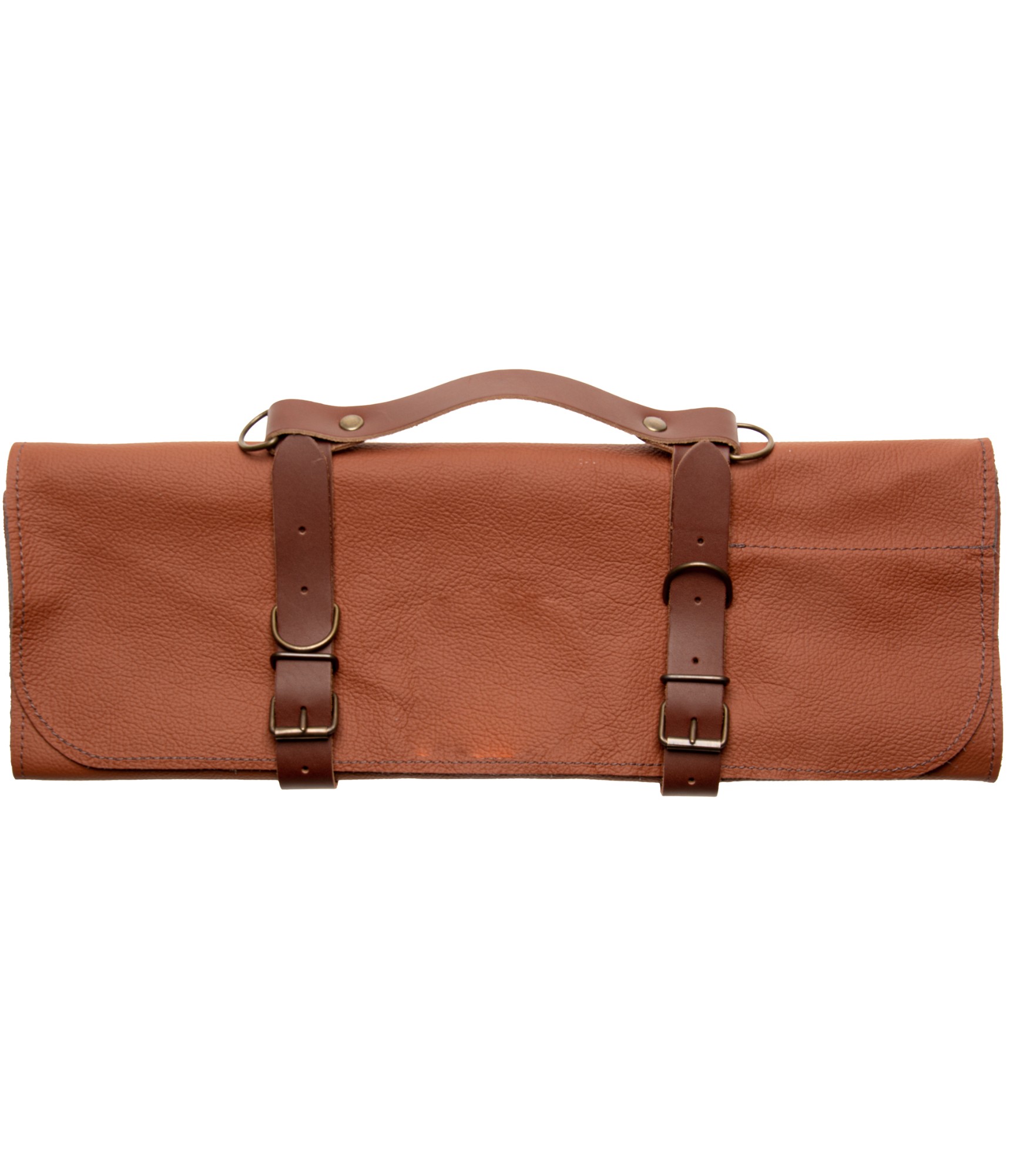 šviesiai rudas odinis peilių dėklas