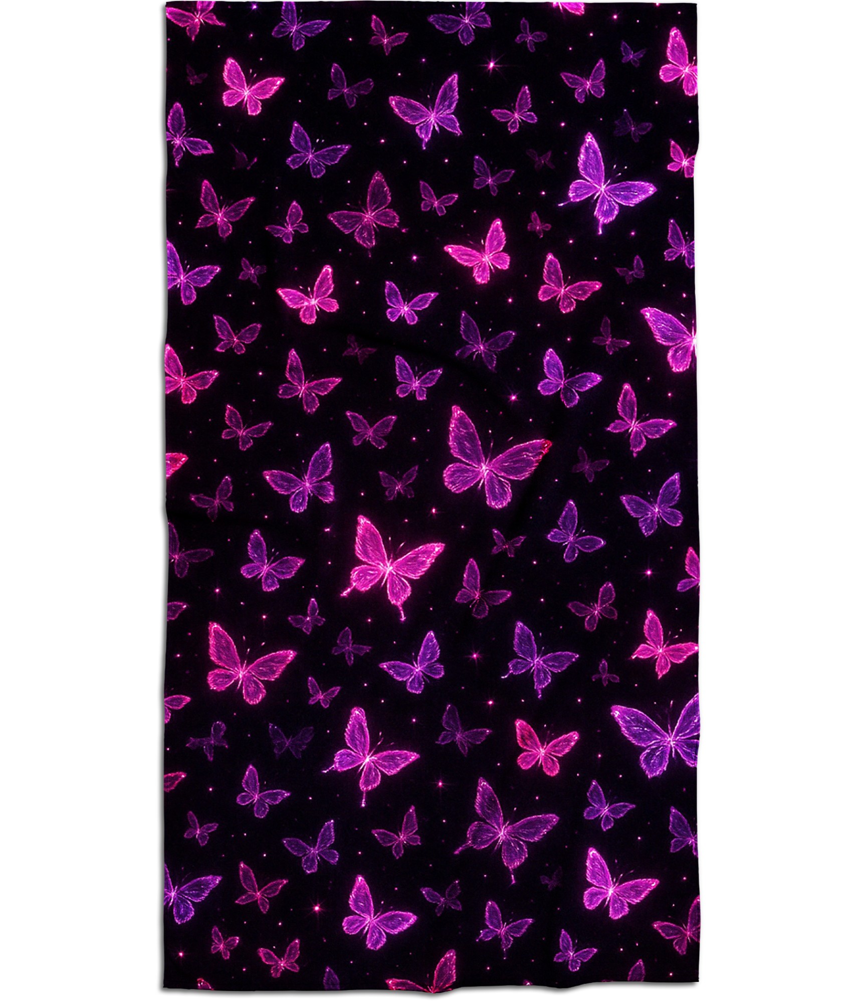 juodas paplūdimio rankšluostis drugeliai