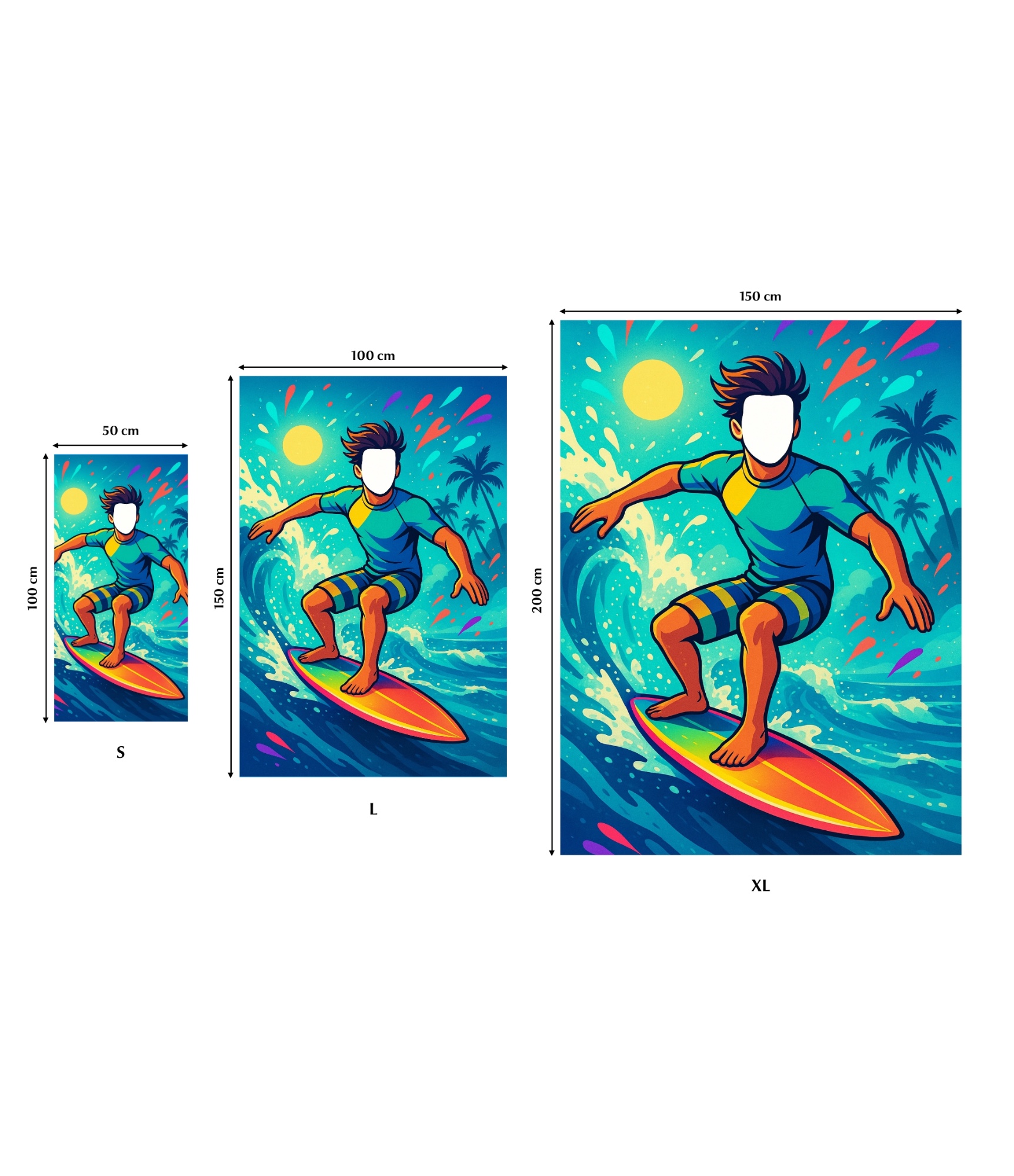 Dvielis ar jūsu seju 25-TW-152 Surfer 3 Rankšluostis su jūsų veidu, Surfer 3