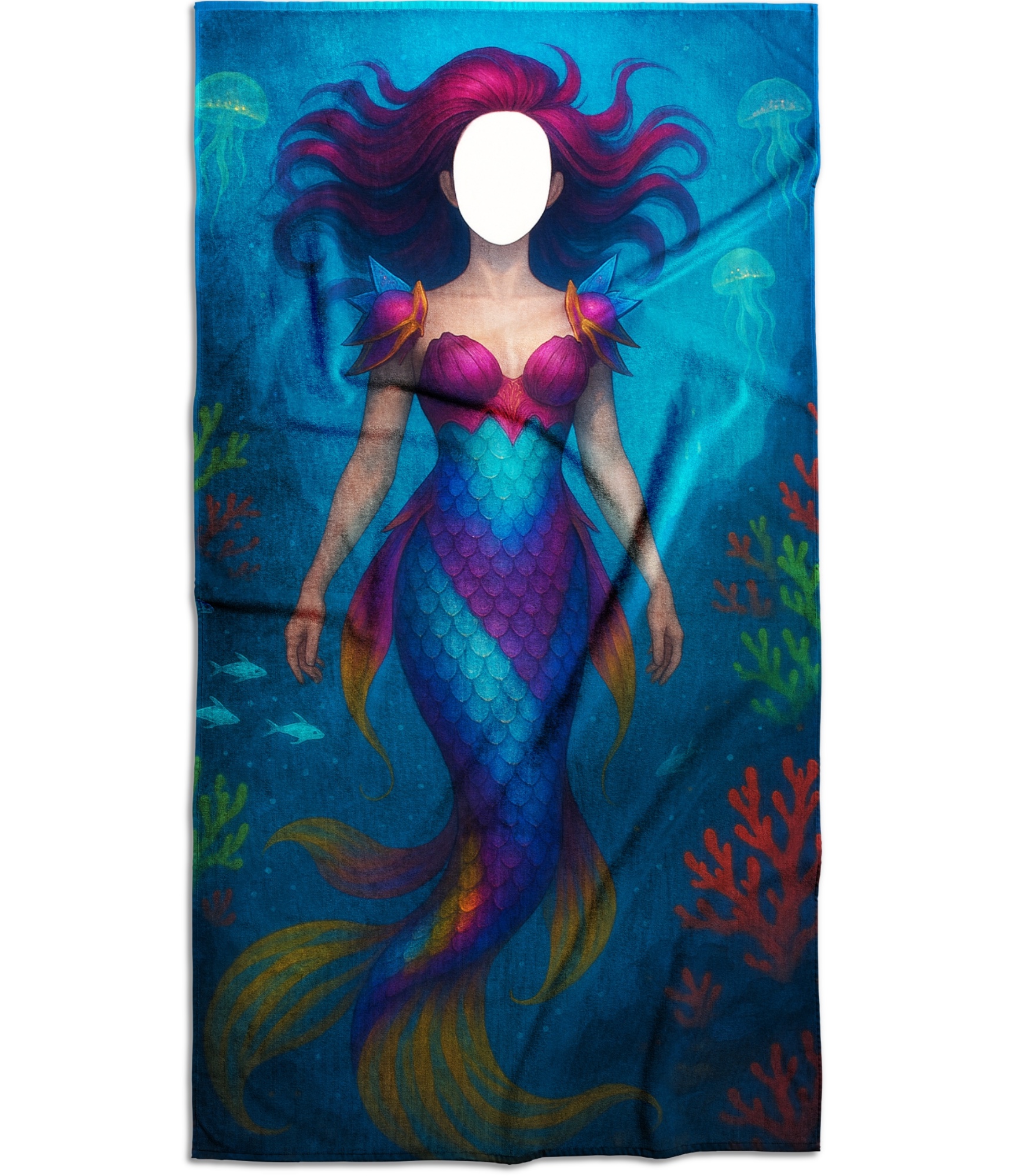 Dvielis ar jūsu seju 25-TW-158 Mermaid 2 Rankšluostis su jūsų veidu, Mermaid 2