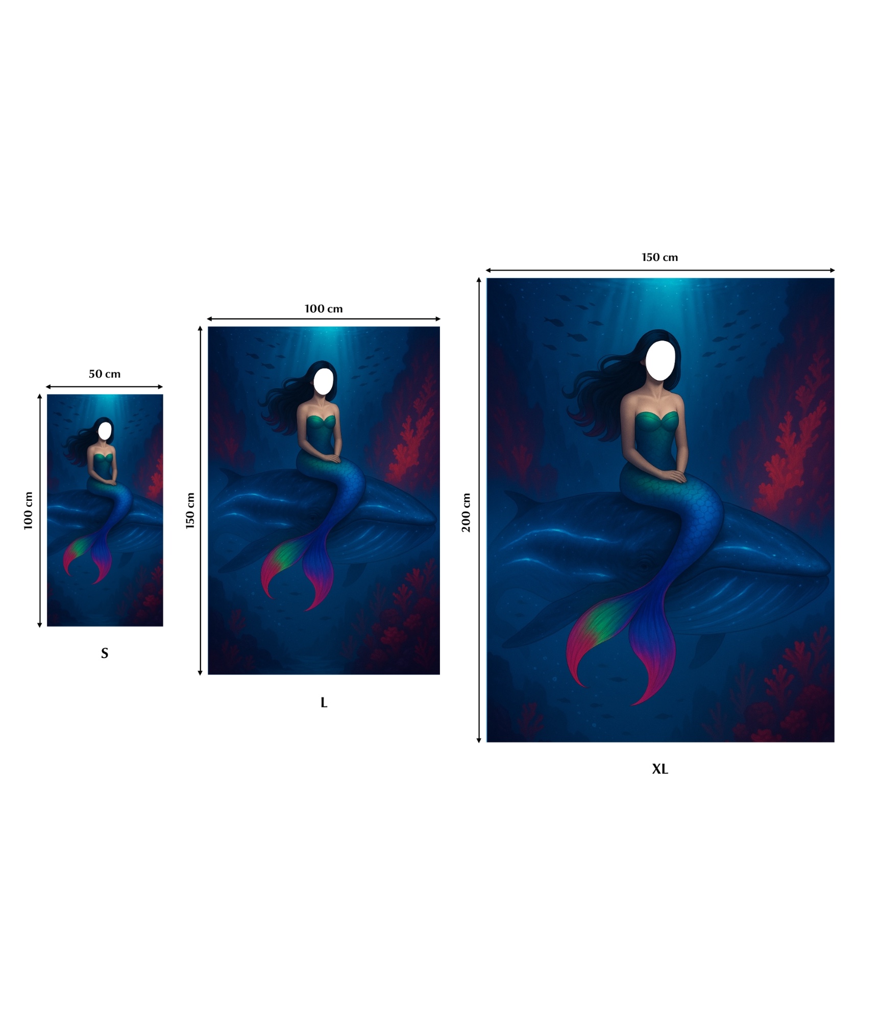 Dvielis ar jūsu seju 25-TW-159 Mermaid 3 Rankšluostis su jūsų veidu, Mermaid 3