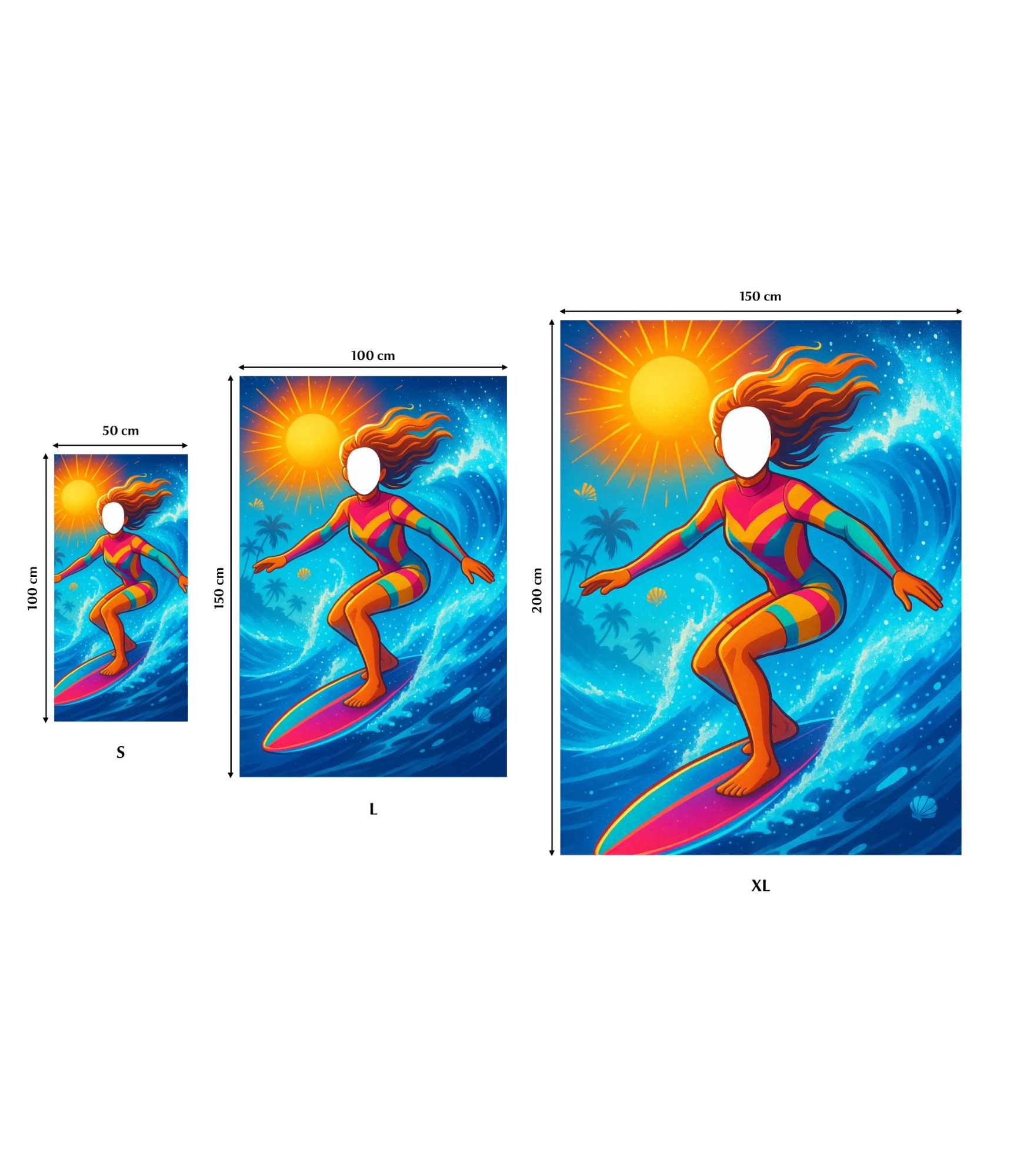 Dvielis ar jūsu seju 25-TW-169 Surfer girl 3 Rankšluostis su jūsų veidu, Surfer girl 3