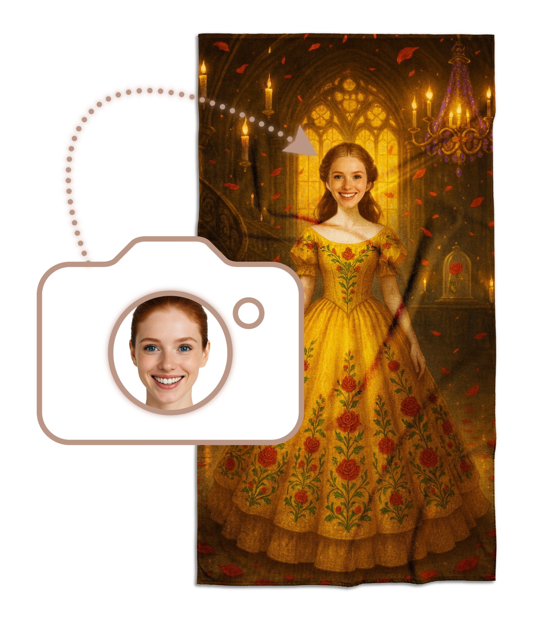 Dvielis ar jūsu seju 25-TW-161 Princess 4 Rankšluostis su jūsų veidu, Princess 4