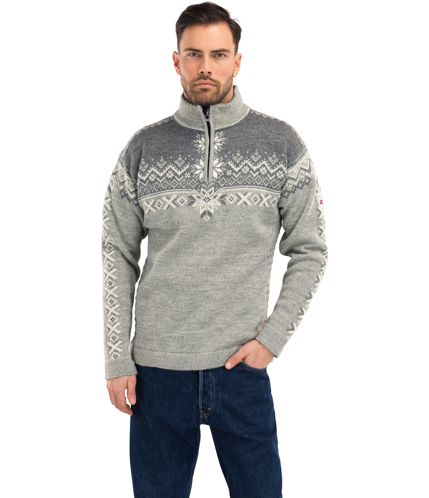 pilkas vyriškas megztinis dale of norway