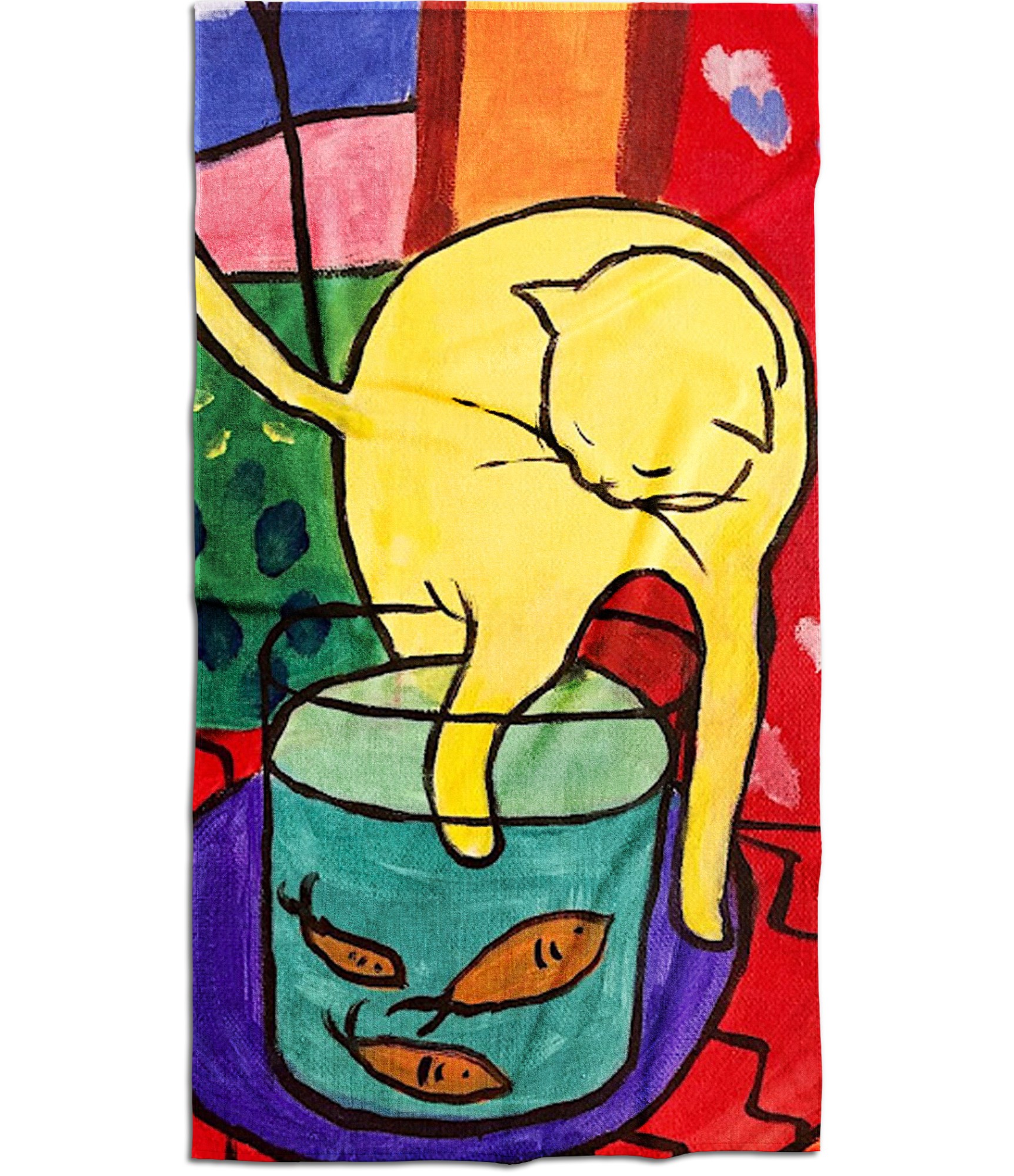 rankšluostis katinas geltonas