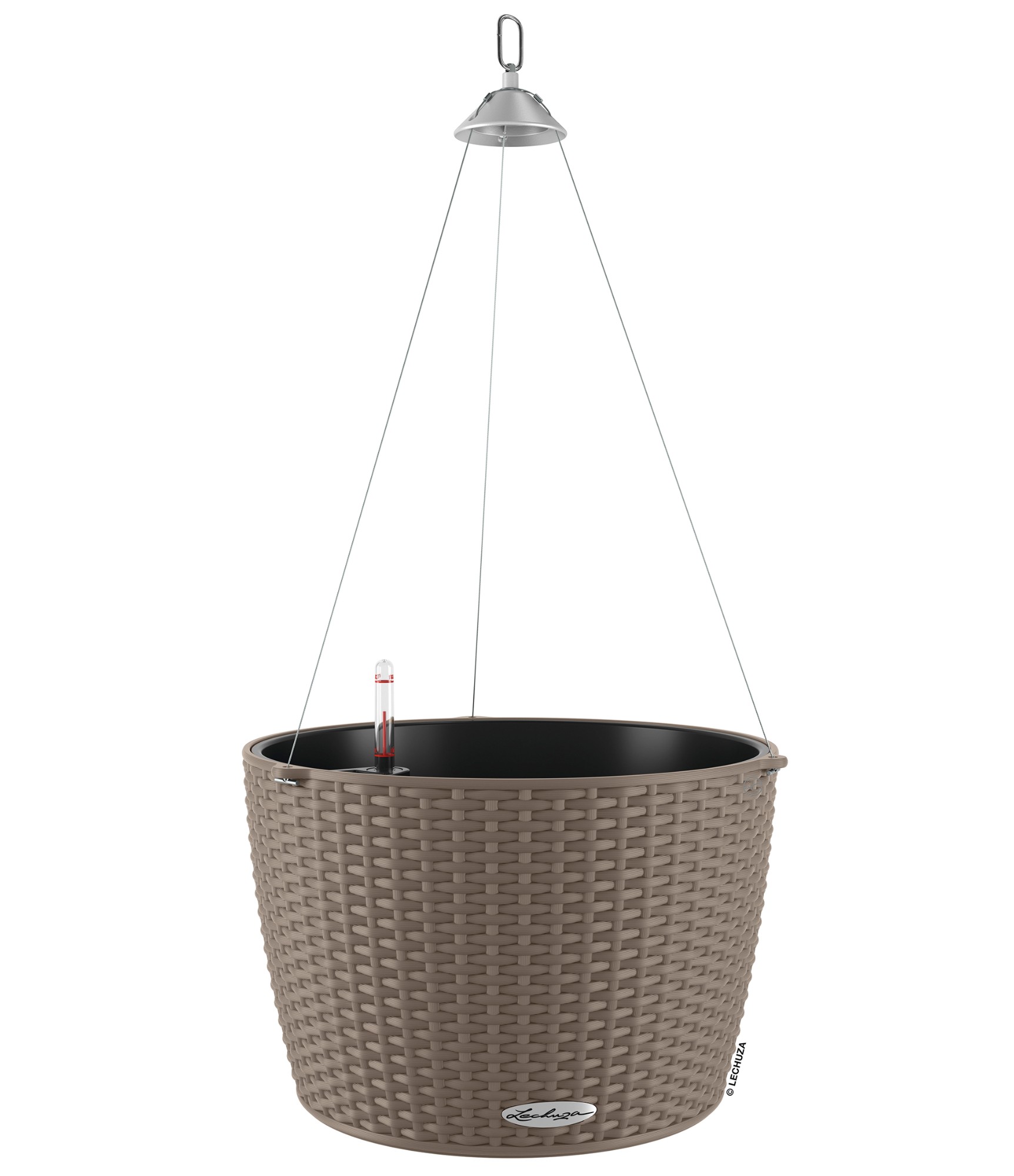 sviesiai rudas plastikinis vazonas lechuza