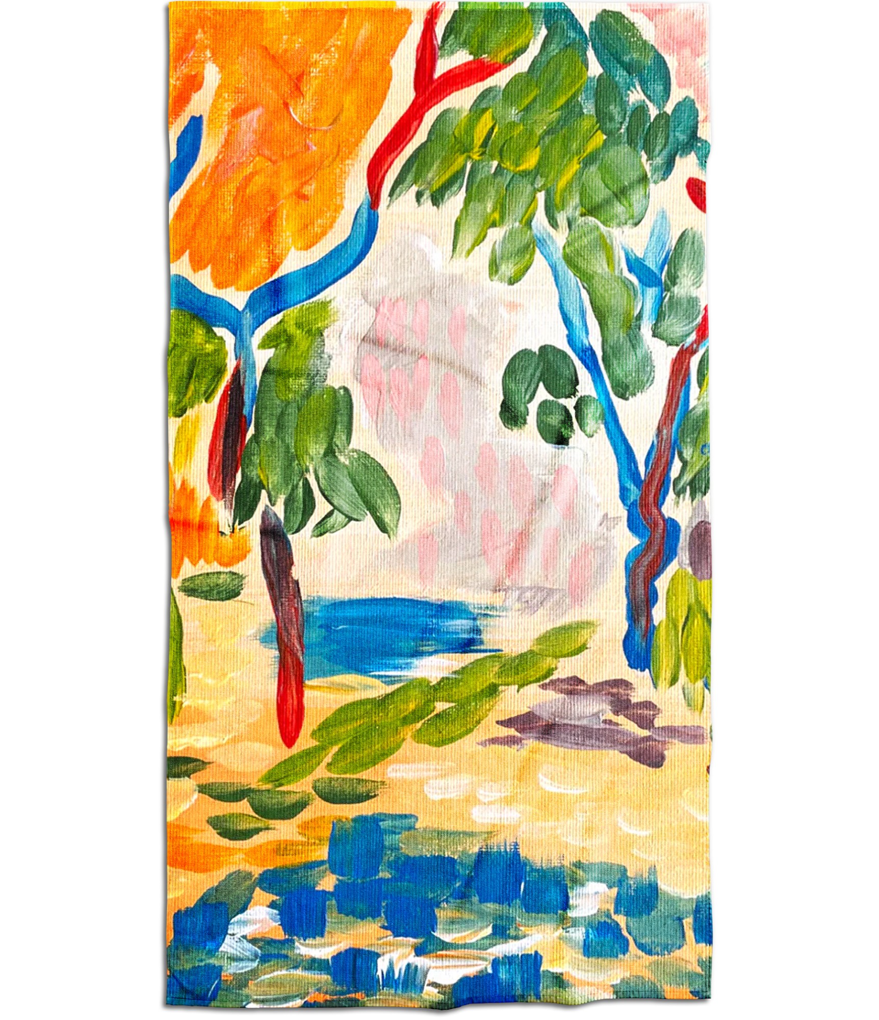 ryškus rankšluostis su spauda