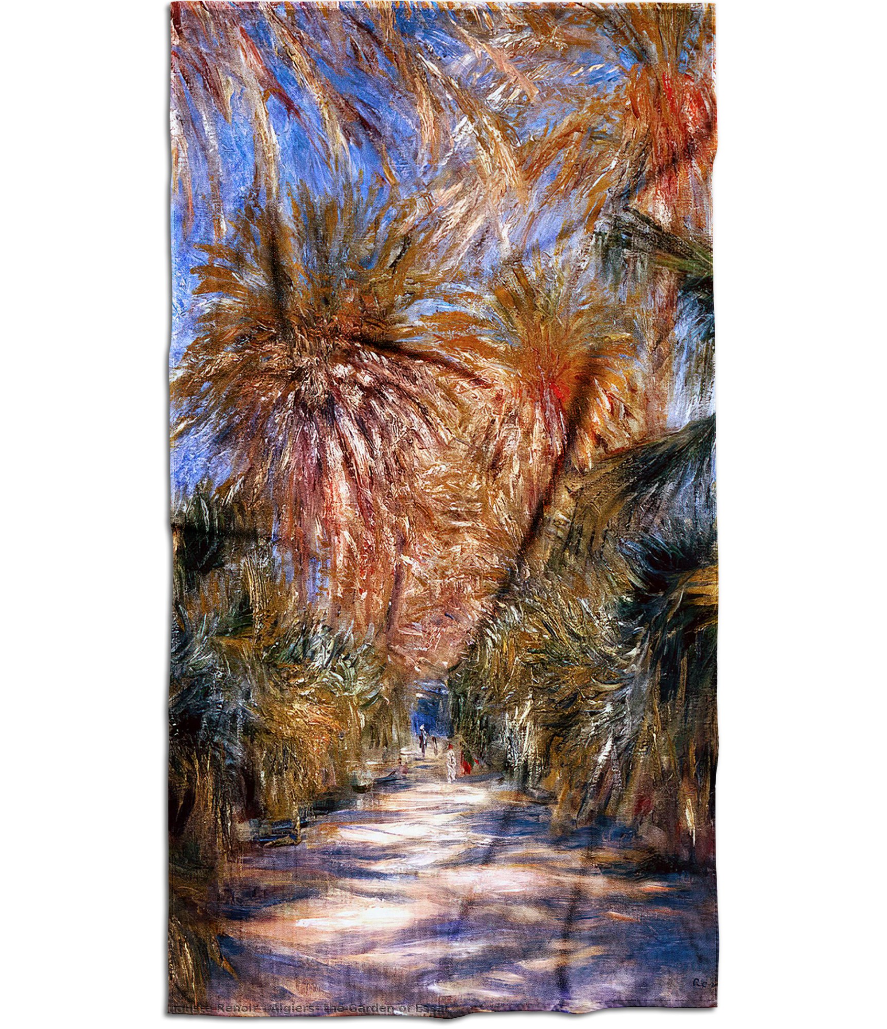 rankšluostis meniškas su palmėmis