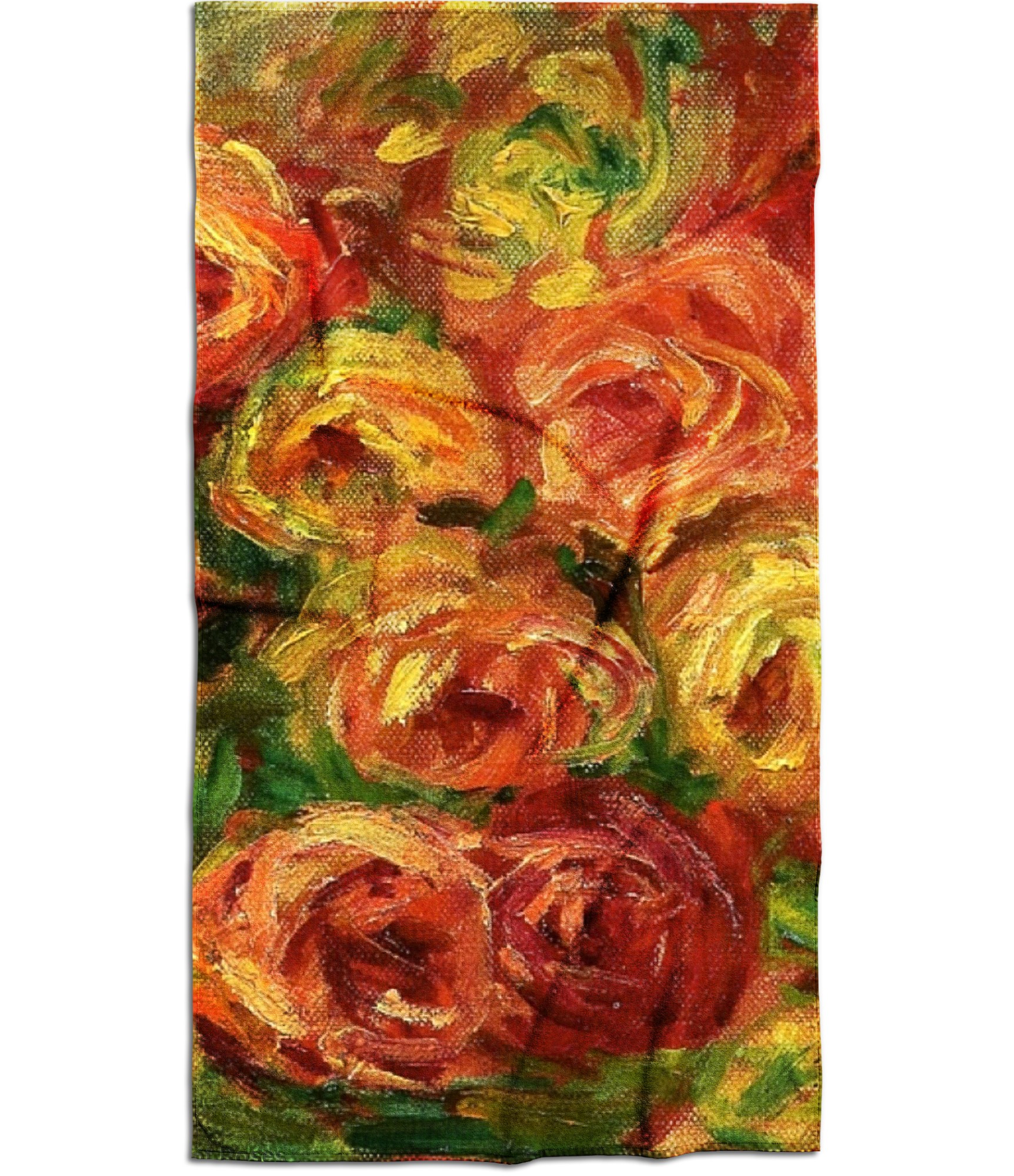 gėlėtas rankšluostis su spauda