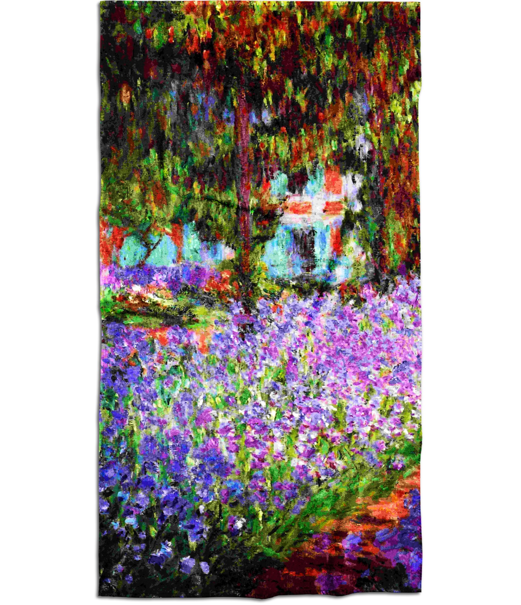 rankšluostis su spauda su gėlėmis