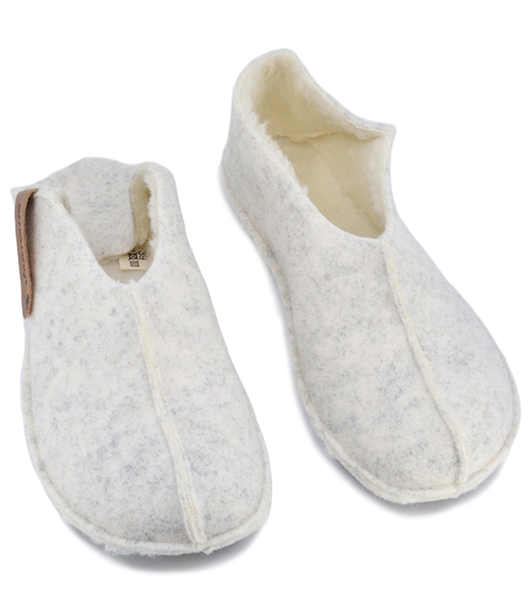 šlepetės moterims baltos natūralus veltinis