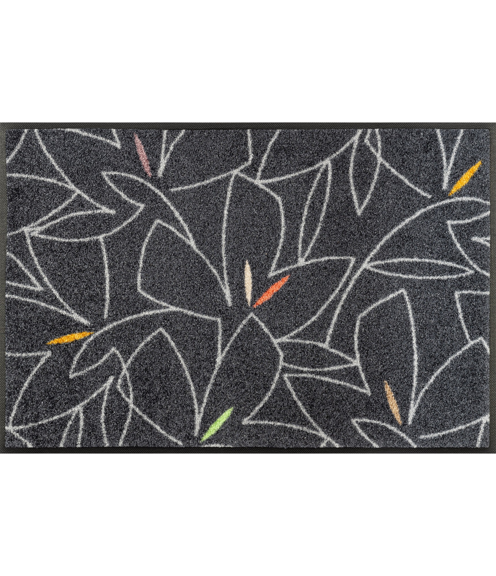 pilkas durų kilimėlis su linijomis