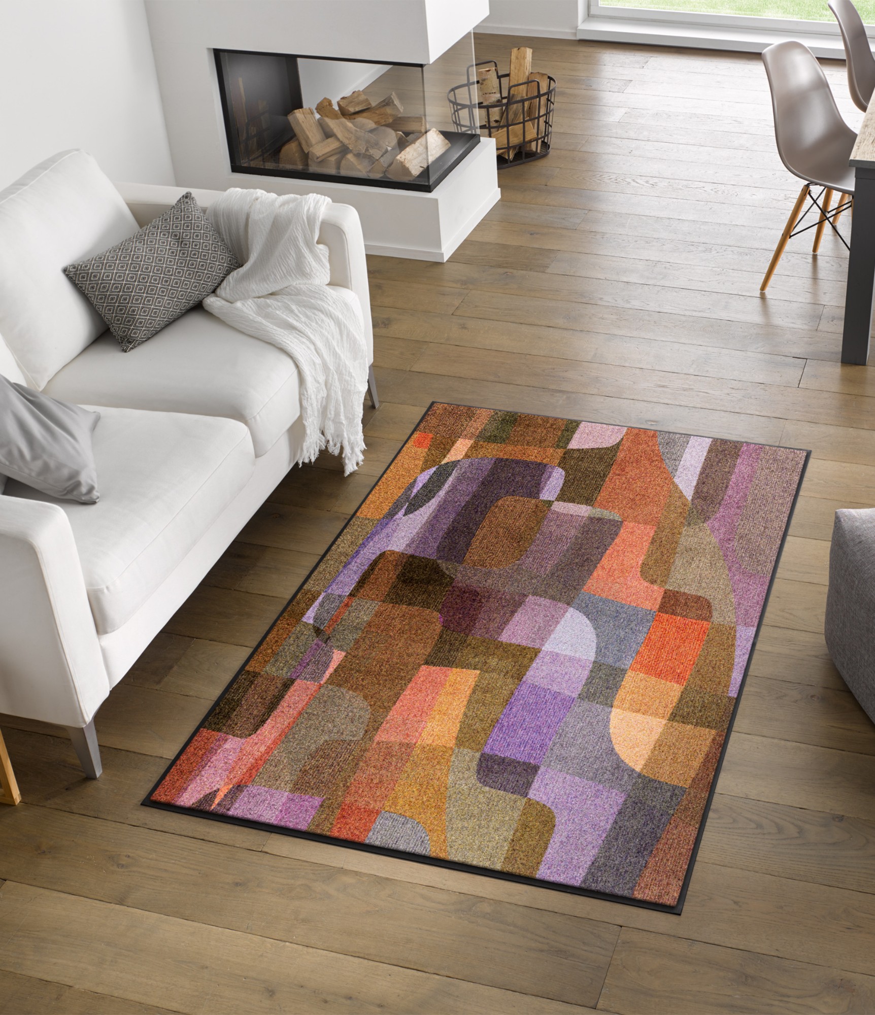 kilimas svetainei geometrinės figūros