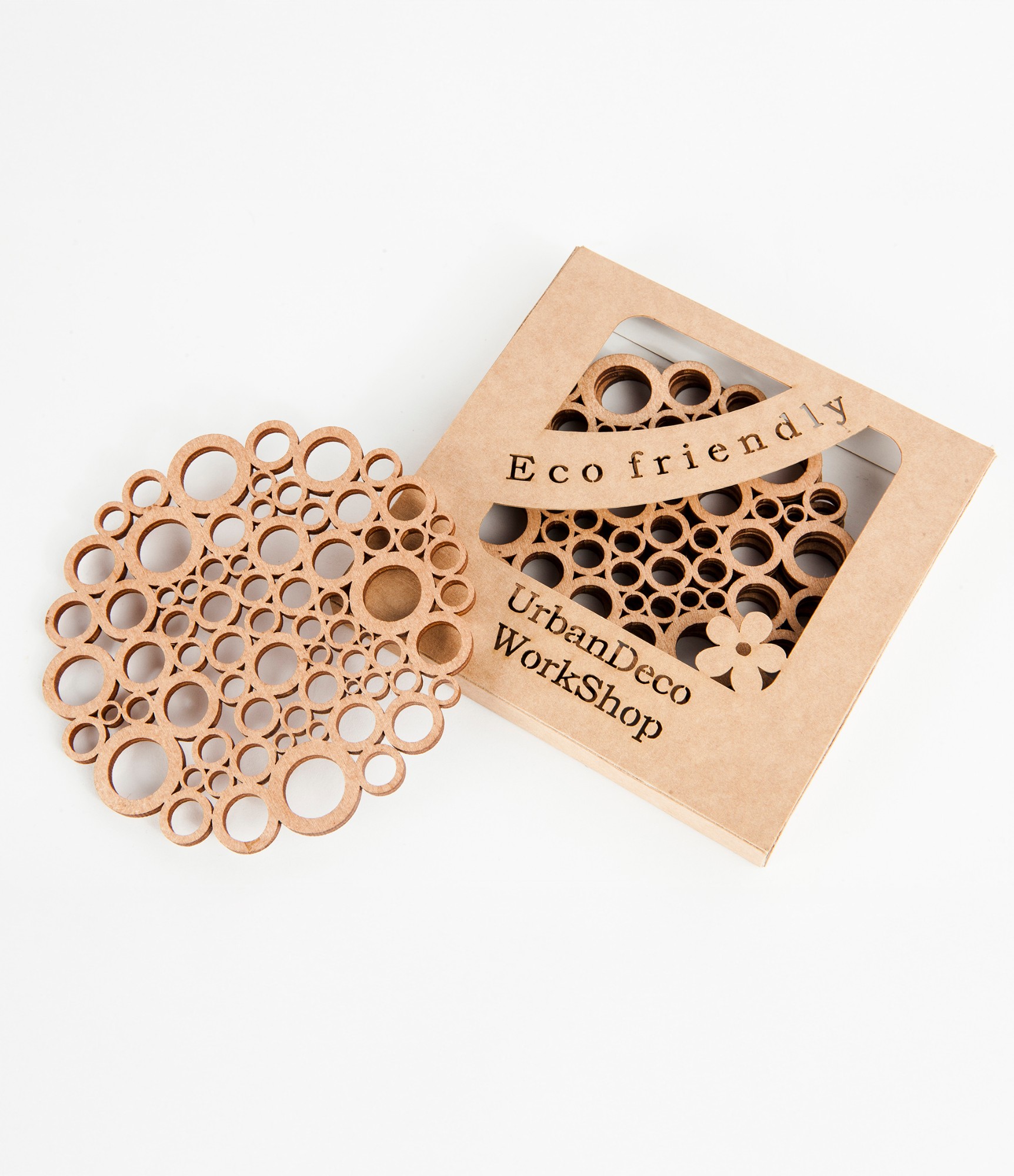 mediniai padėkliukai apvalūs rinkinys