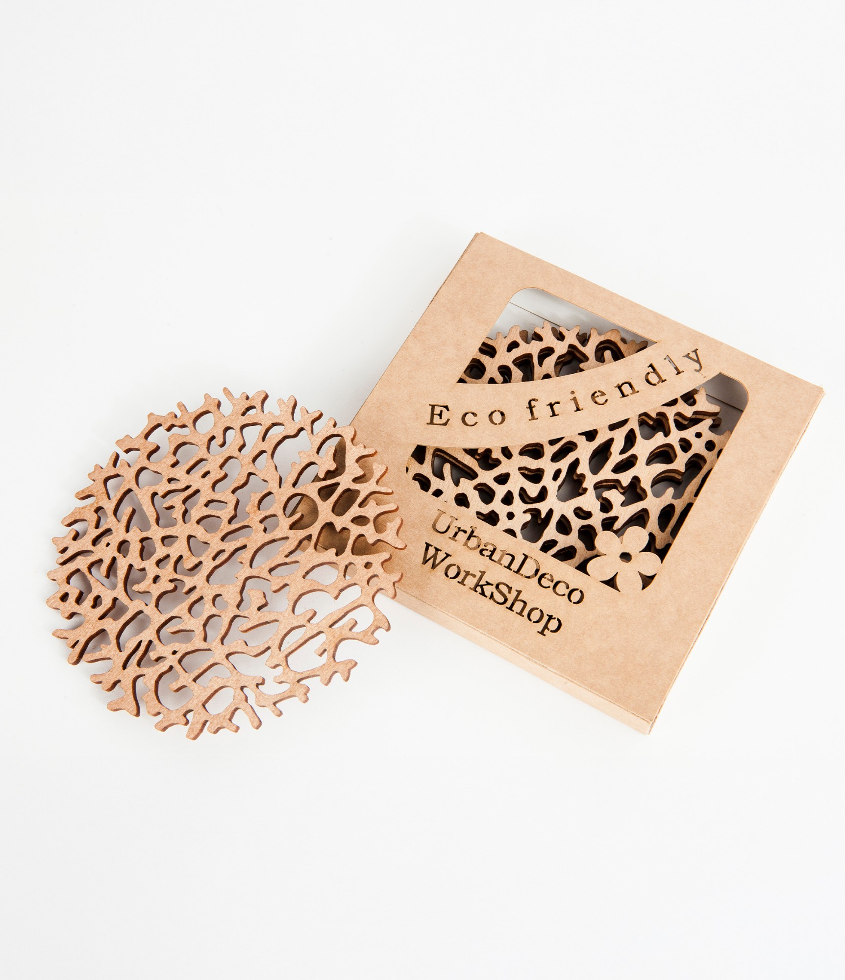 mediniai padėkliukai rinkinys koralai