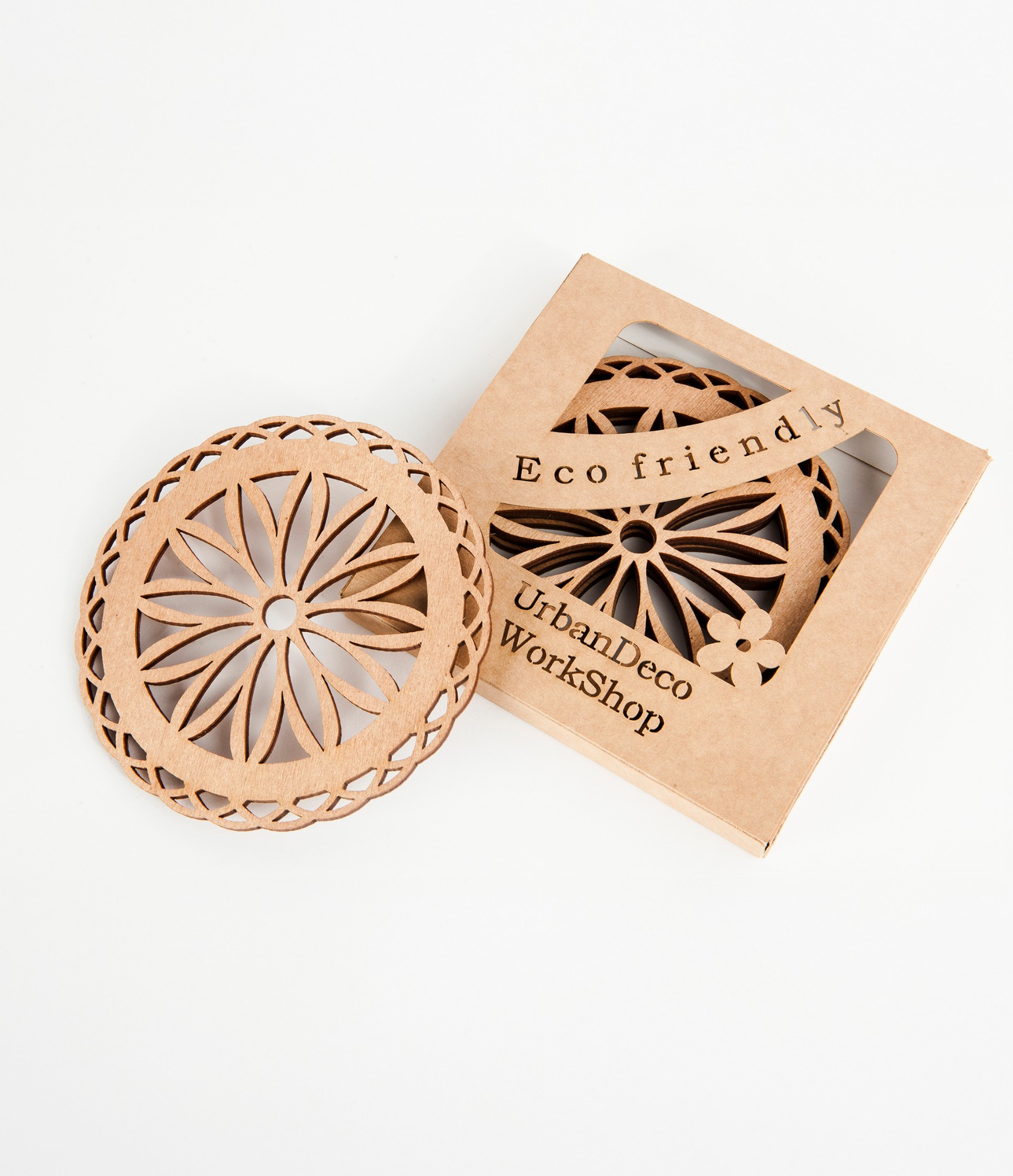 mediniai padėkliukai rinkinys apvalūs O10