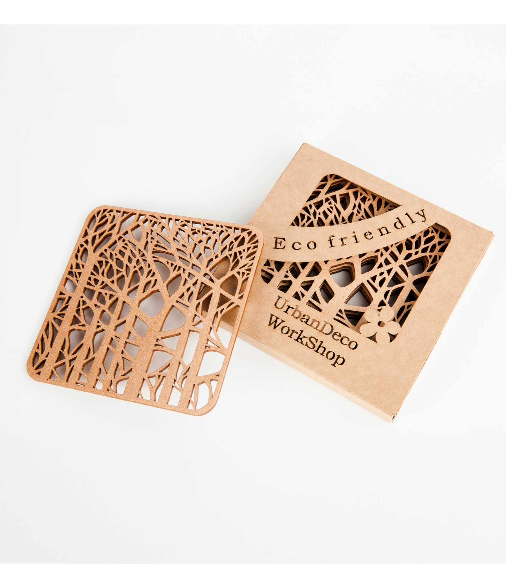 mediniai kvadratiniai rinkinys medžiai dovana