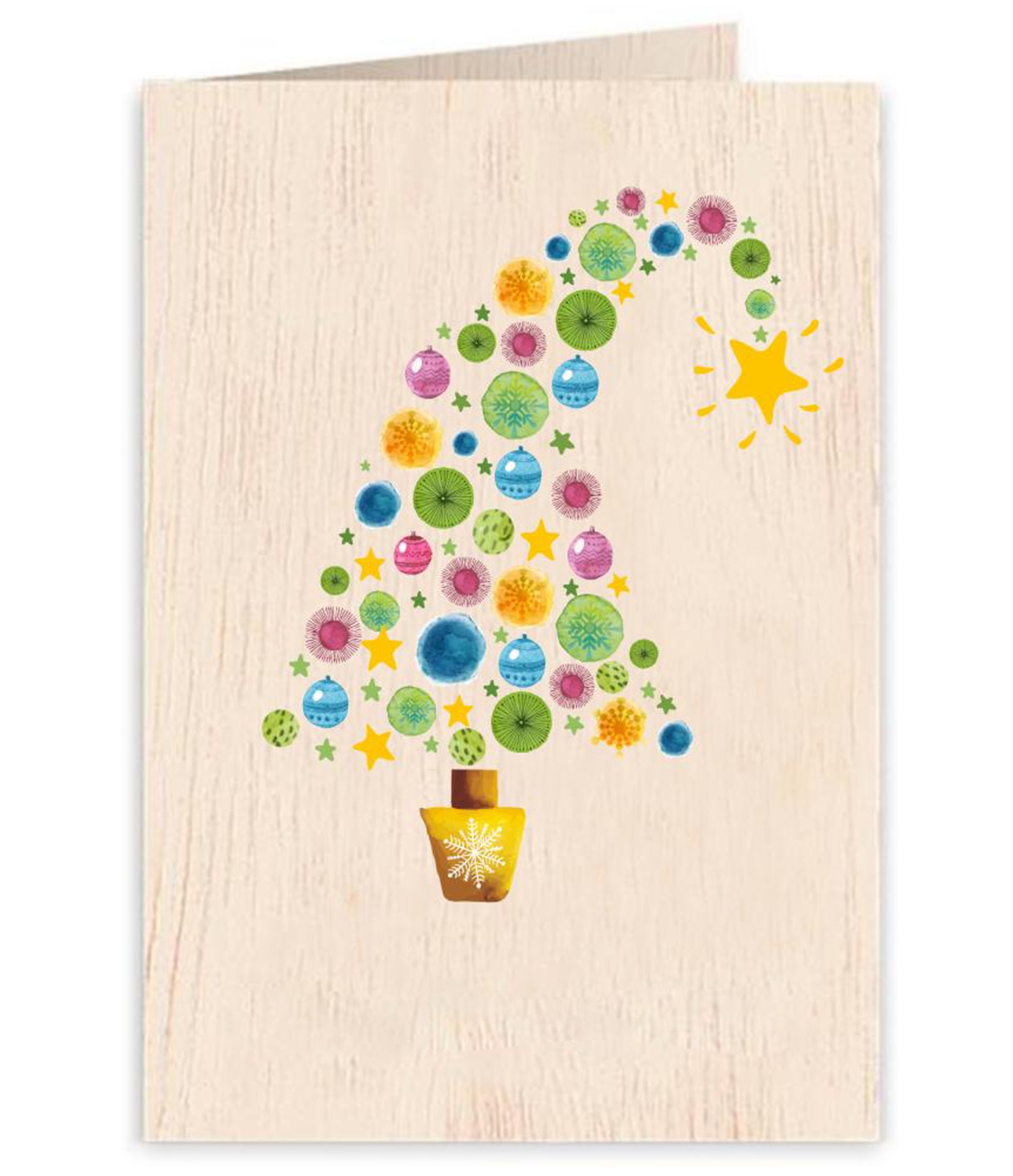 kaledinis sveikinimo atvirukas su kalėdine eglute