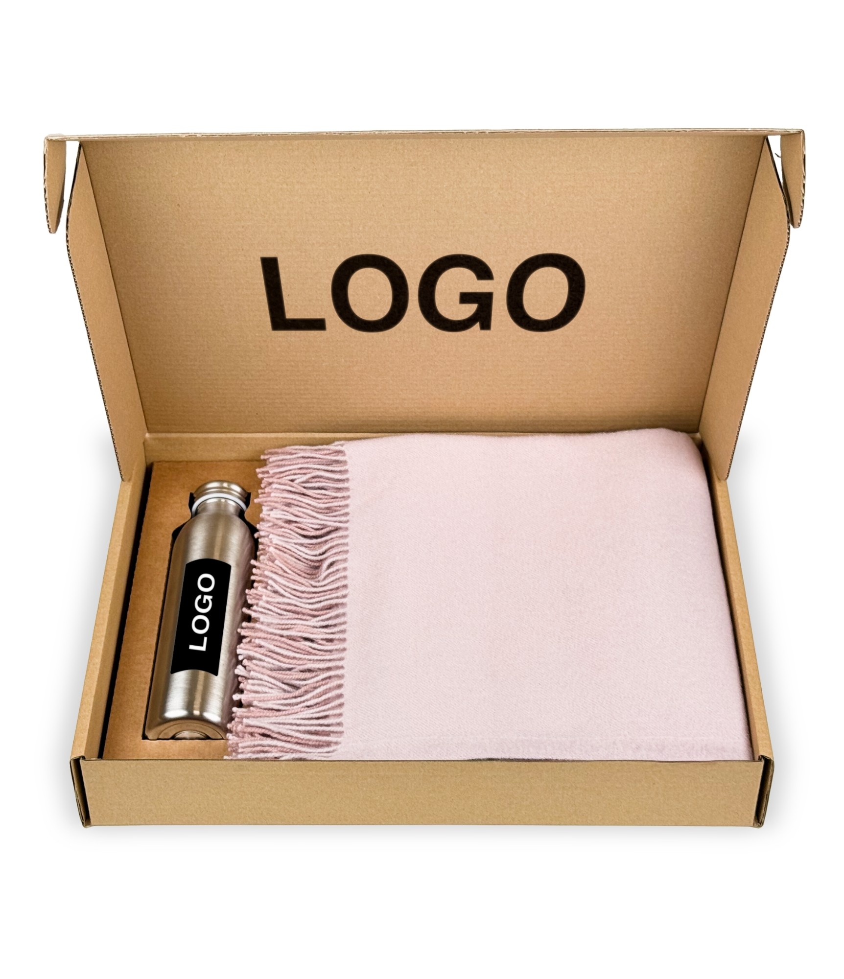 verslo dovana merino vilnos pledas rožinis ir gertuvė